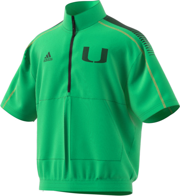 Miami Hurricanes adidas Coaches Strategy Pullover 1/4 Zip - Neon Green