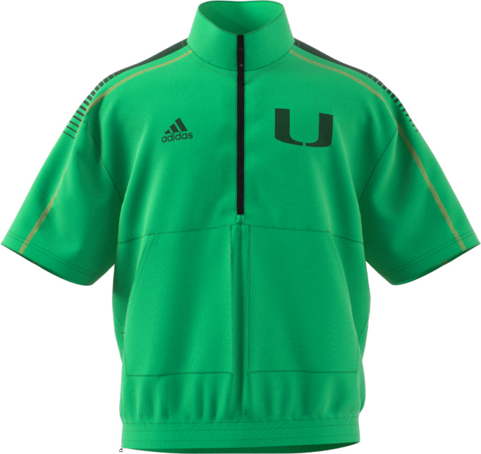 Miami Hurricanes adidas Coaches Strategy Pullover 1/4 Zip - Neon Green