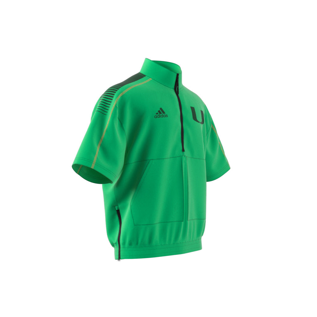 Miami Hurricanes adidas Coaches Strategy Pullover 1/4 Zip - Neon Green