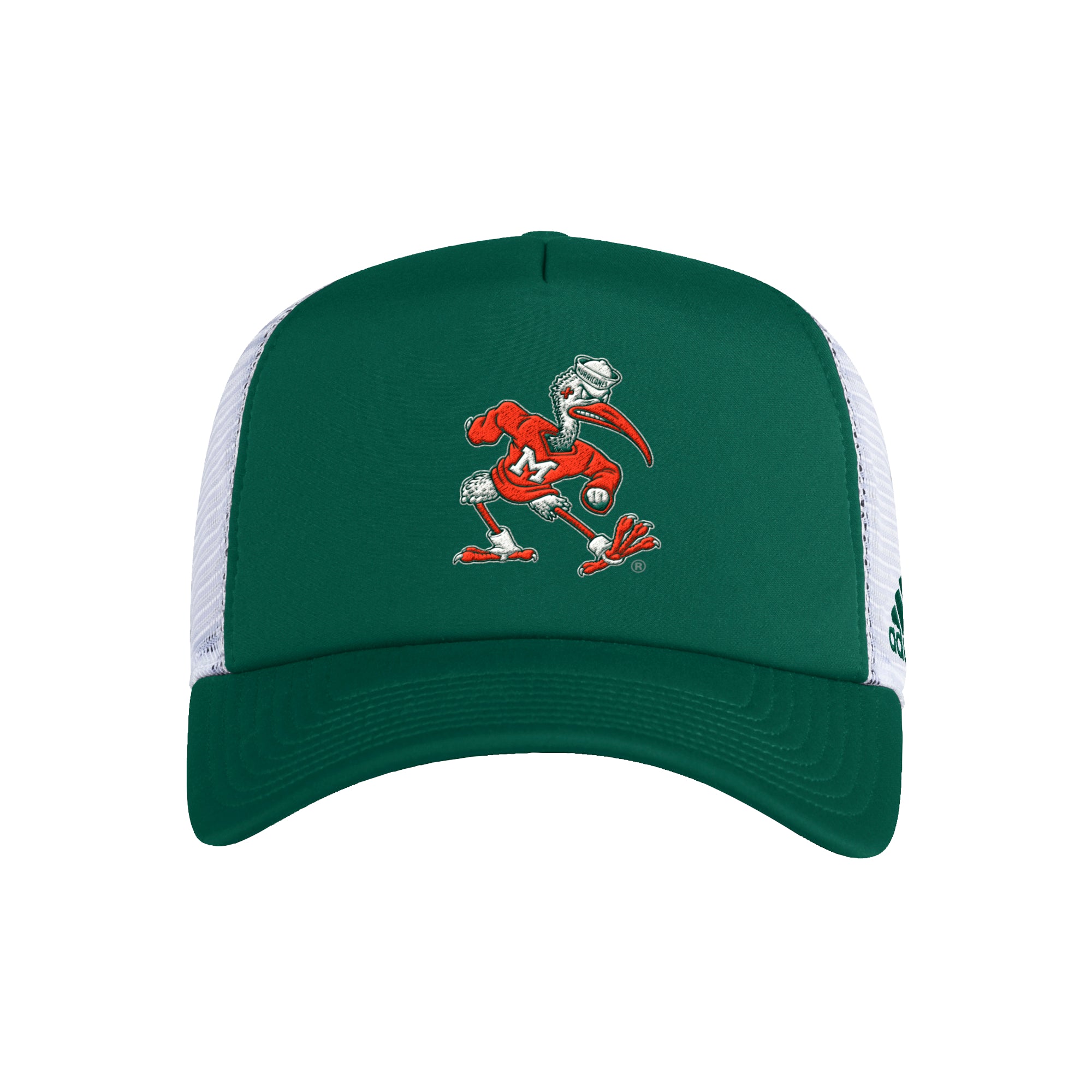 Miami Hurricanes 2022 adidas Sebastian Foam Trucker Hat - Green/White