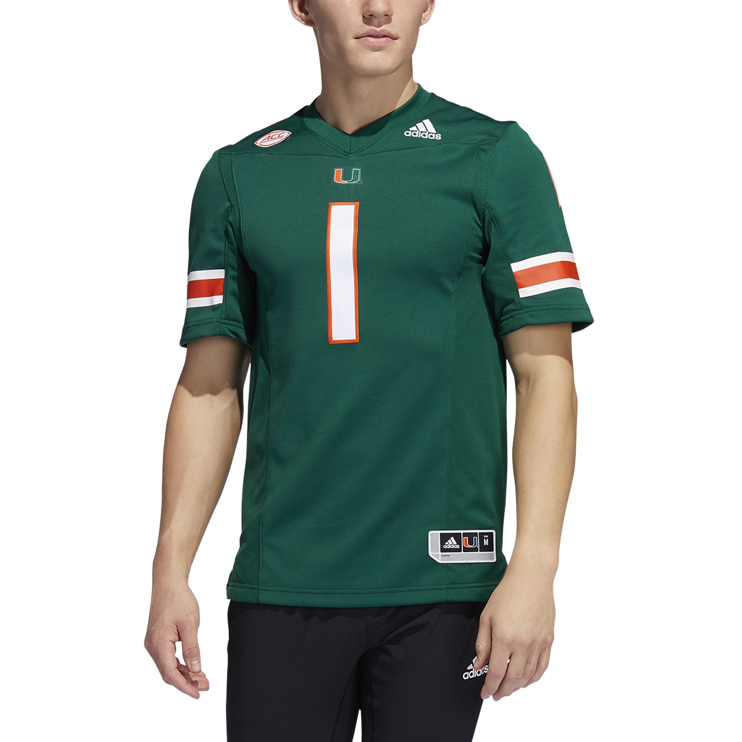 Men's adidas #1 White Miami Hurricanes Team Premier Football Jersey