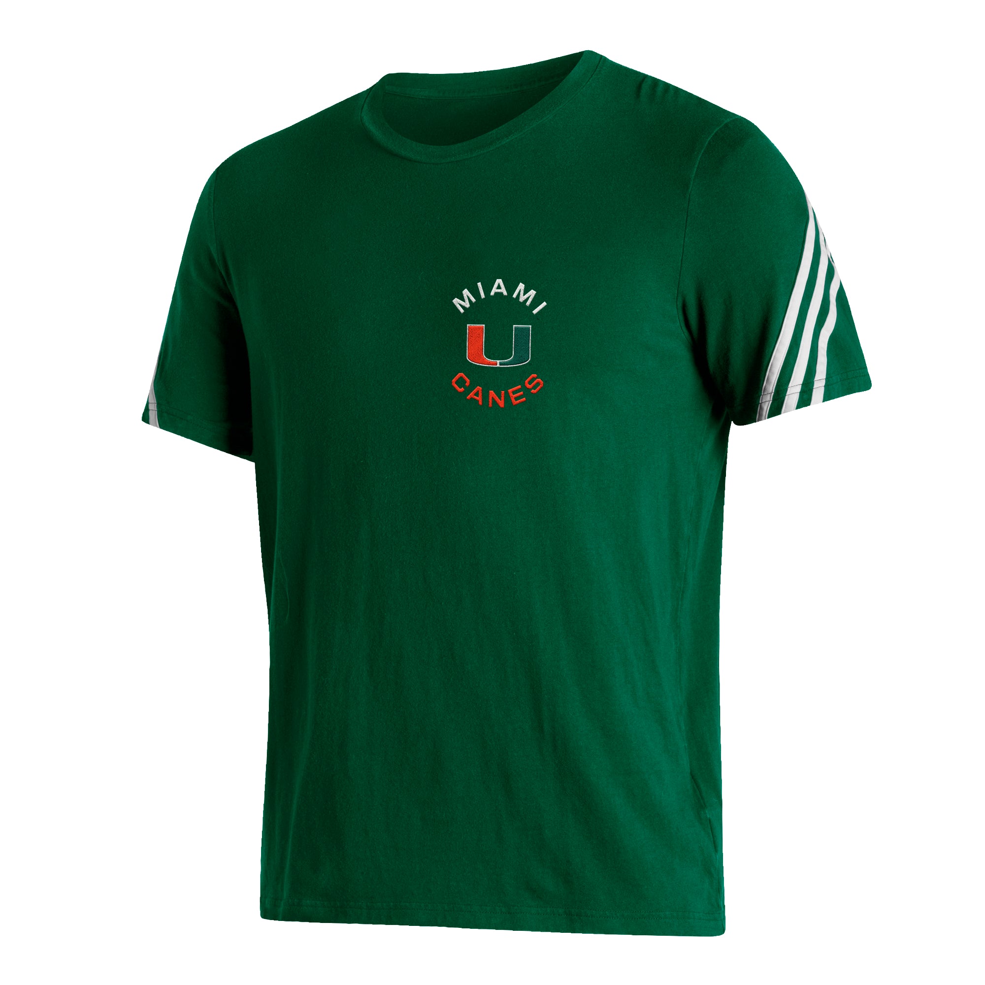 Miami Hurricanes adidas 3-Stripe Fashion T-Shirt - Green