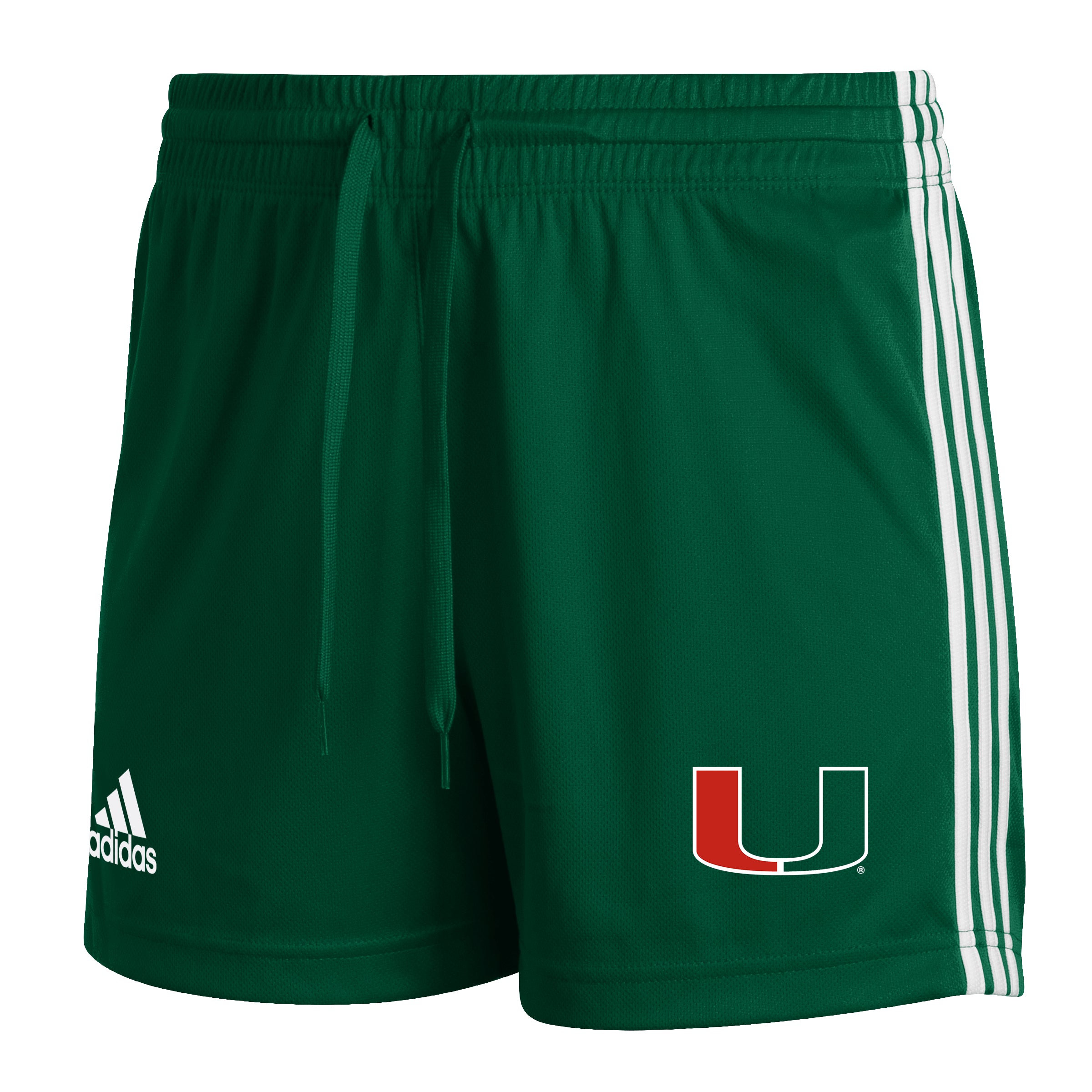 Miami Hurricanes Women's adidas AEROREADY Three-Stripe Knit Training Shorts - Green