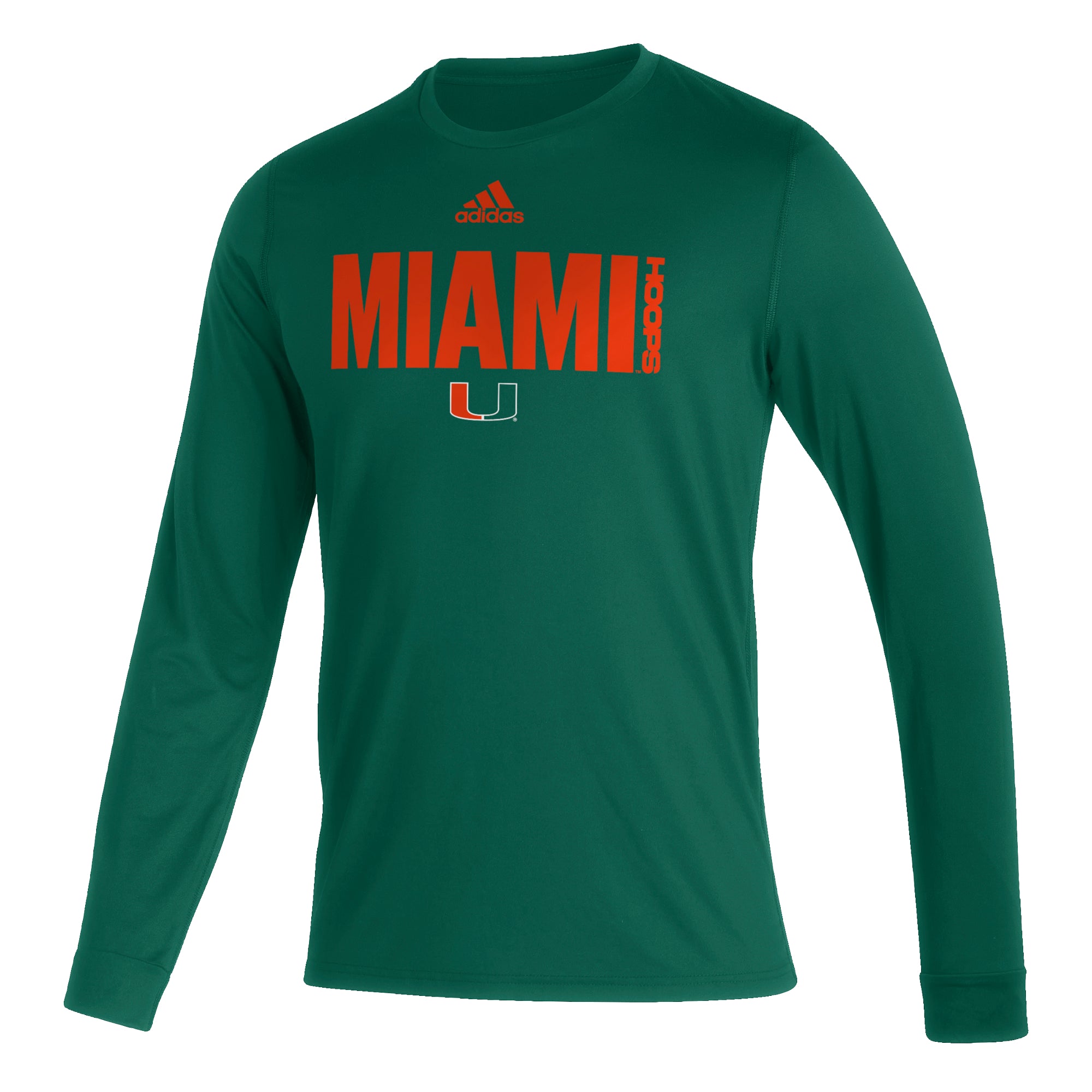 Miami Hurricanes adidas Hoops Creator L/S T-Shirt - Green
