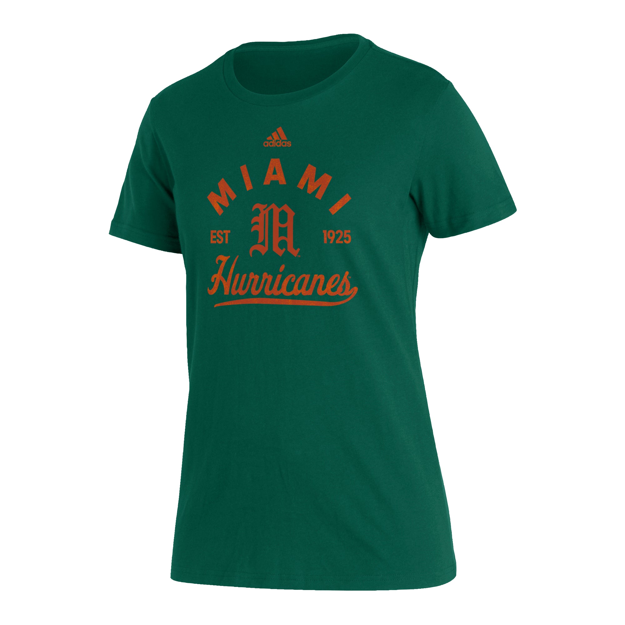 Miami Hurricanes adidas Women's Old English Amplifier T-Shirt - Green