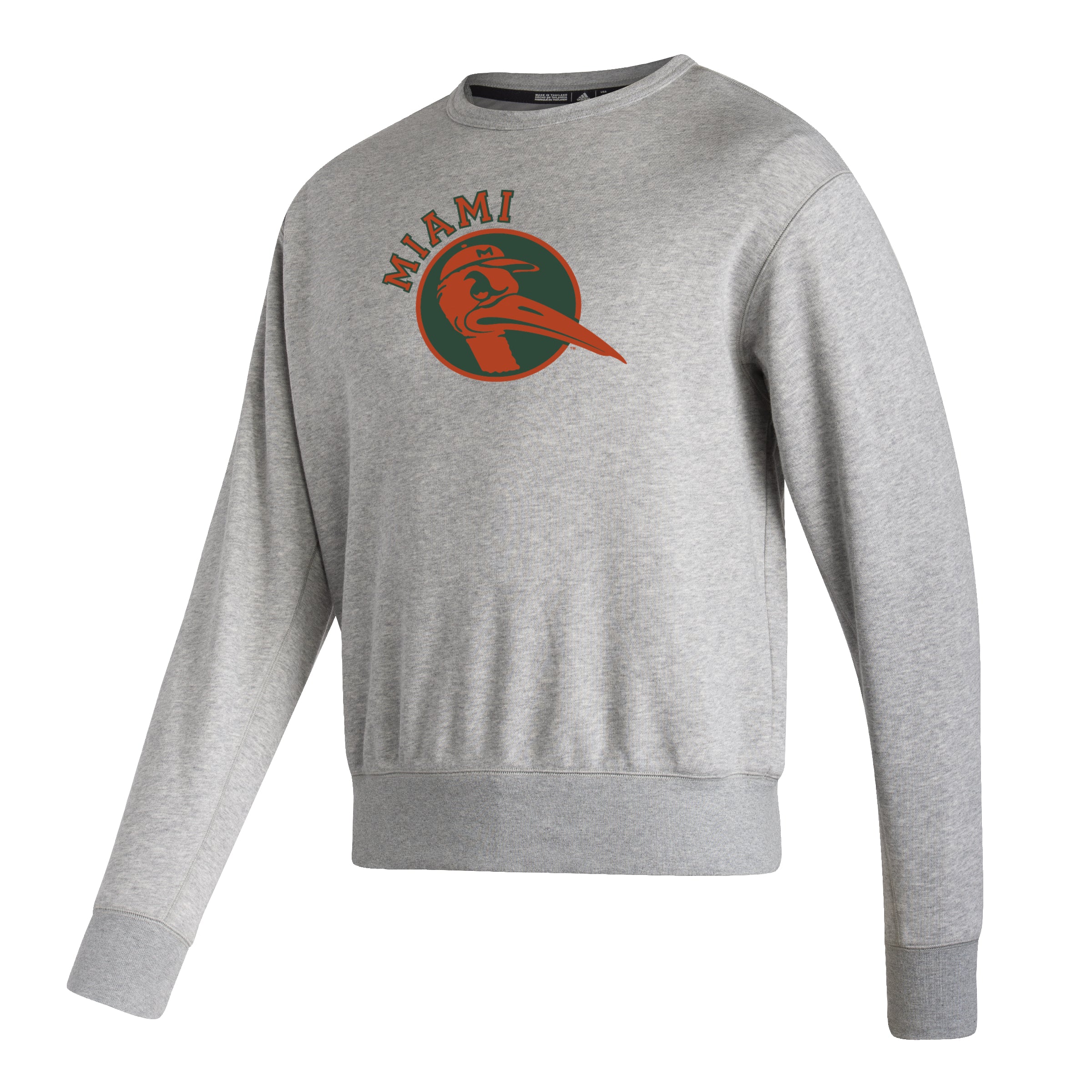 Miami Hurricanes adidas Vintage Sebastian Crew Neck Sweatshirt - Grey