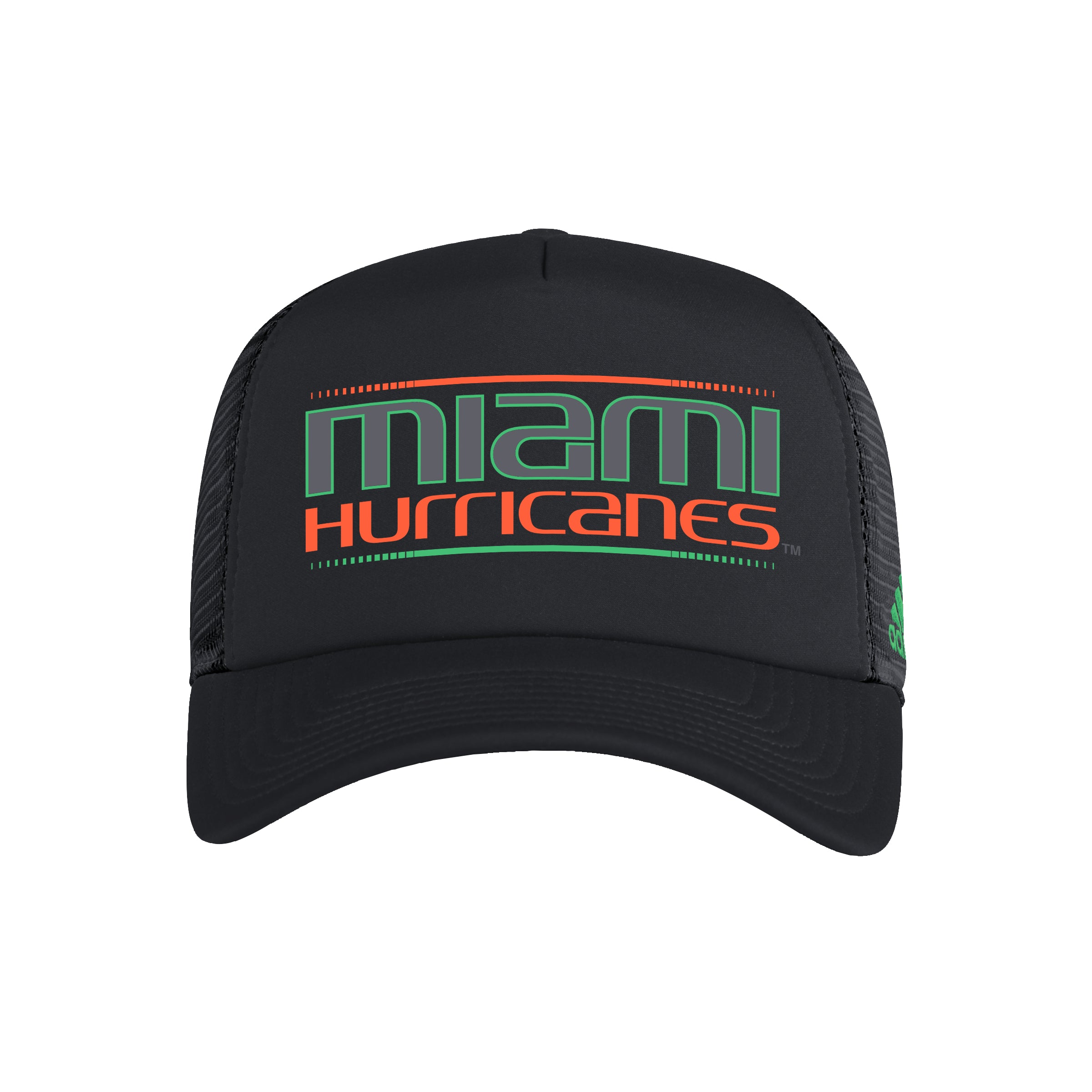 Miami Hurricanes adidas Miami Nights Strategy Foam Trucker Snapback Hat - Black