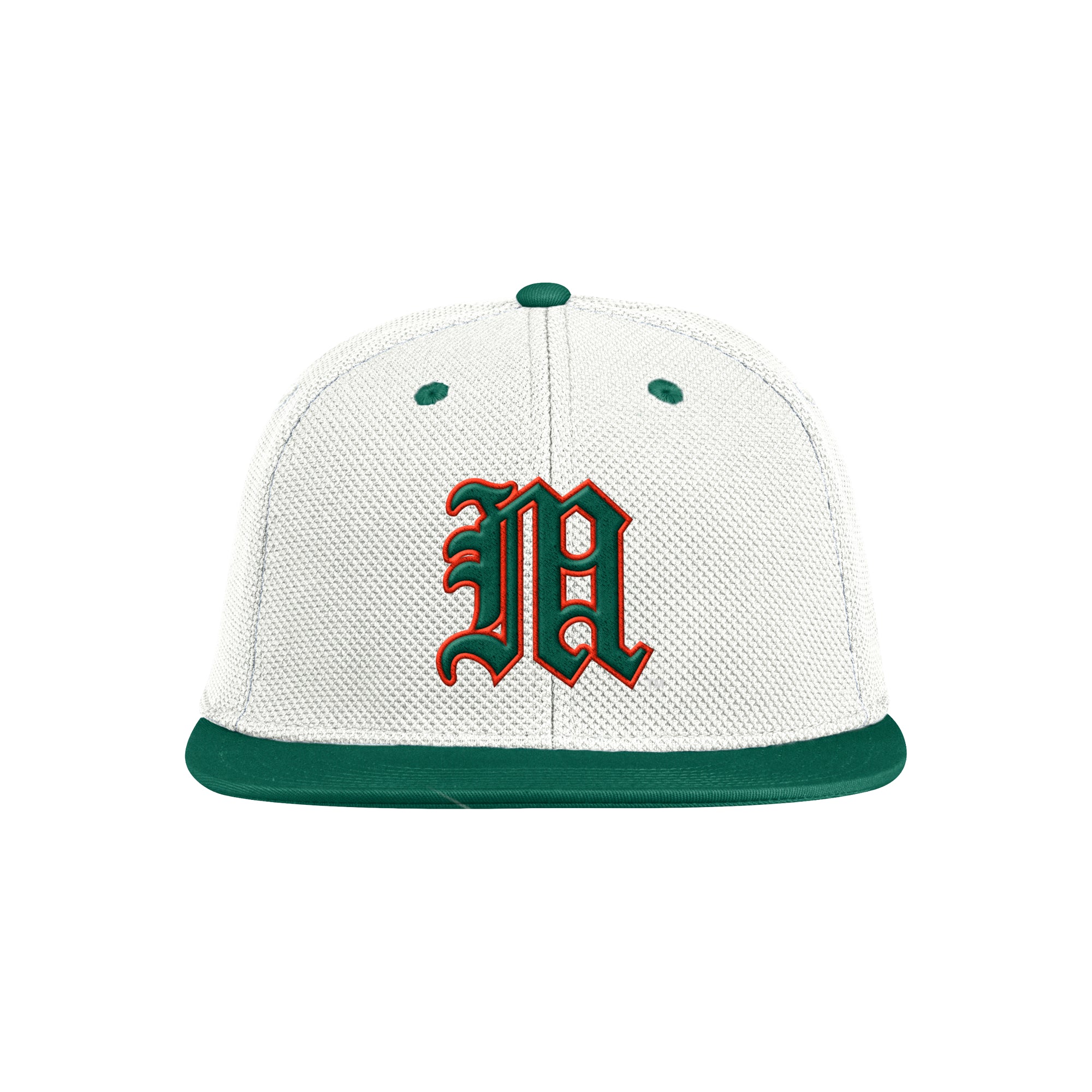 Miami Hurricanes adidas On-Field Baseball Hat - Cream/Green M