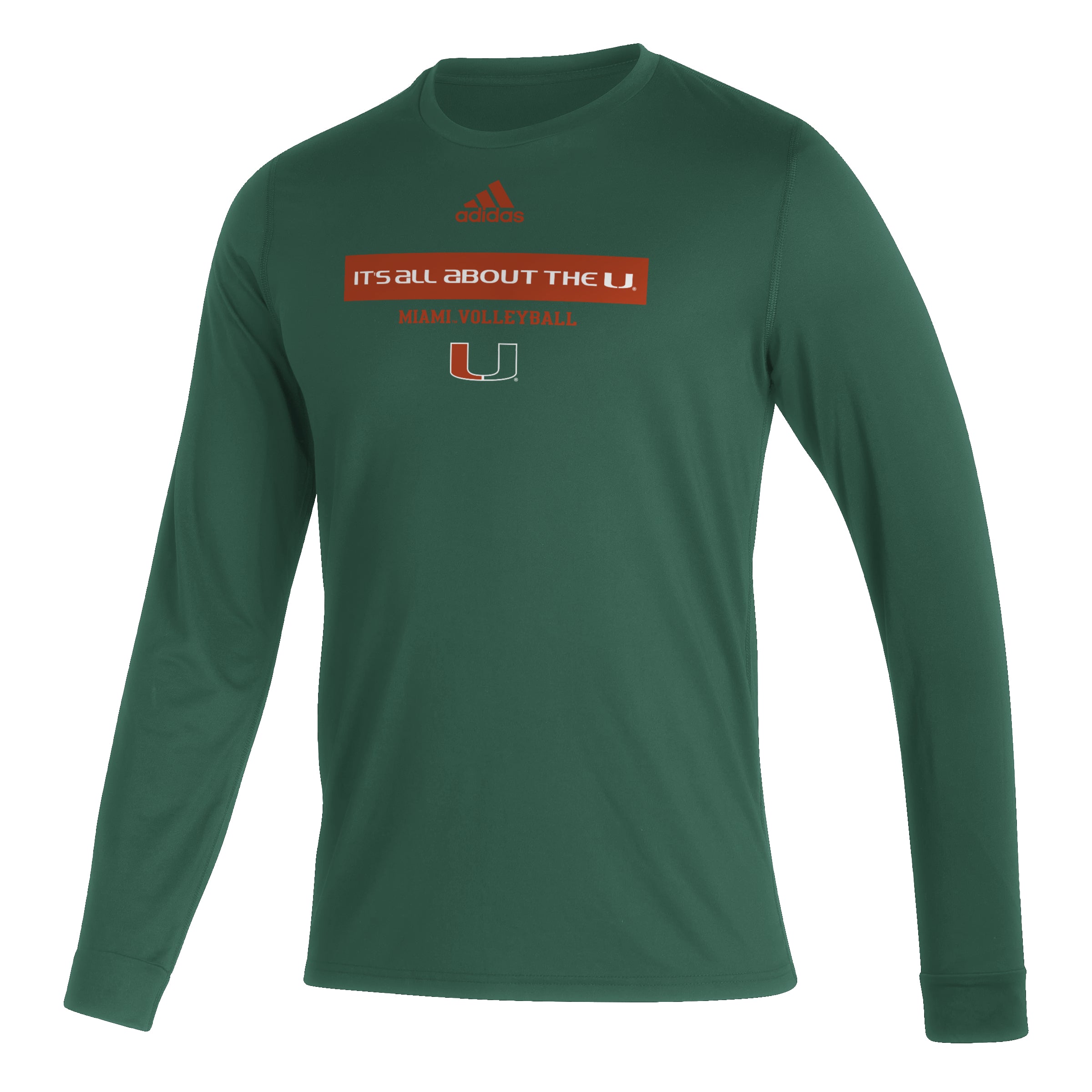 Miami Hurricanes adidas Volleyball L/S Creator T-Shirt - Green