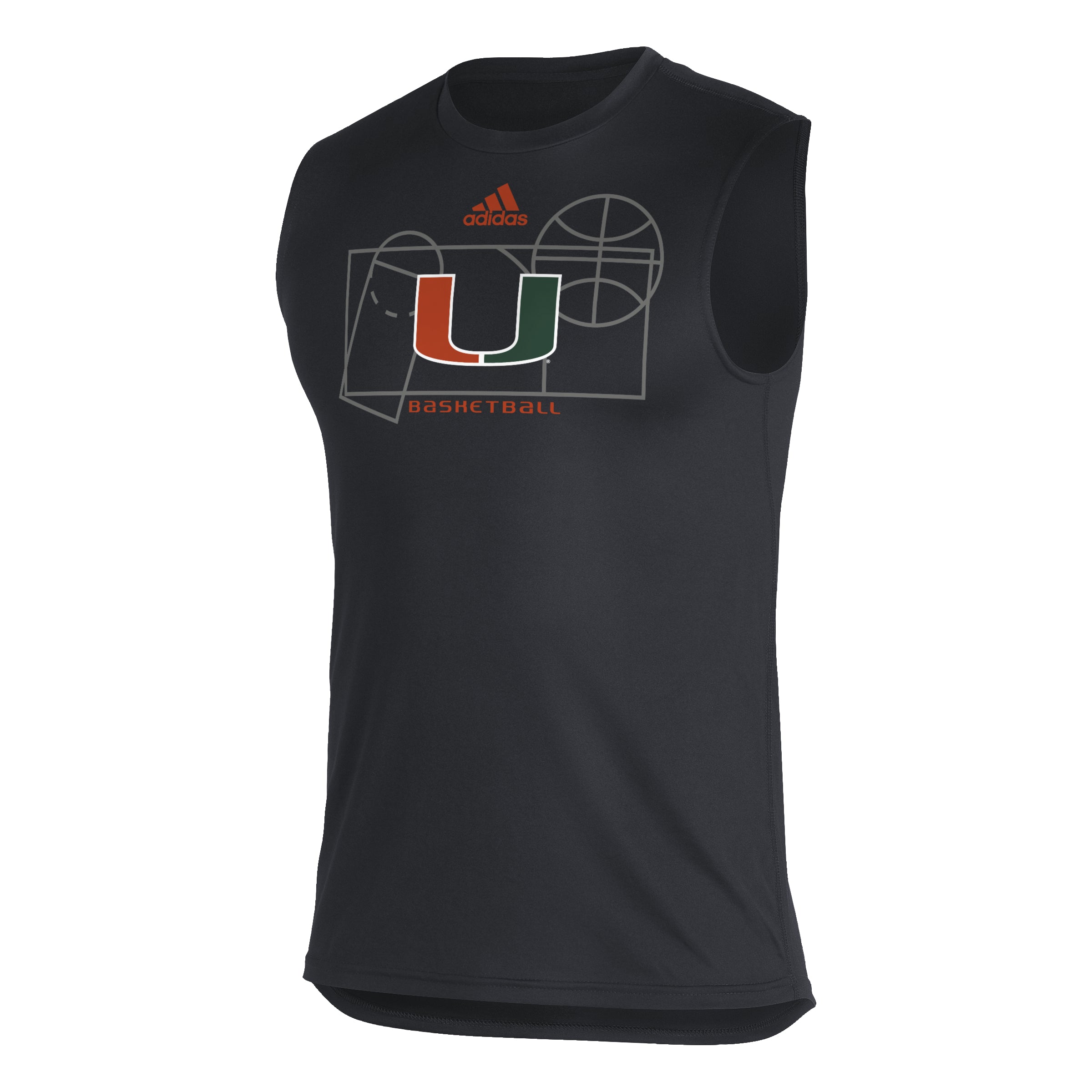 Miami Hurricanes adidas Basketball Court Sleeveless Creator T-Shirt - Black