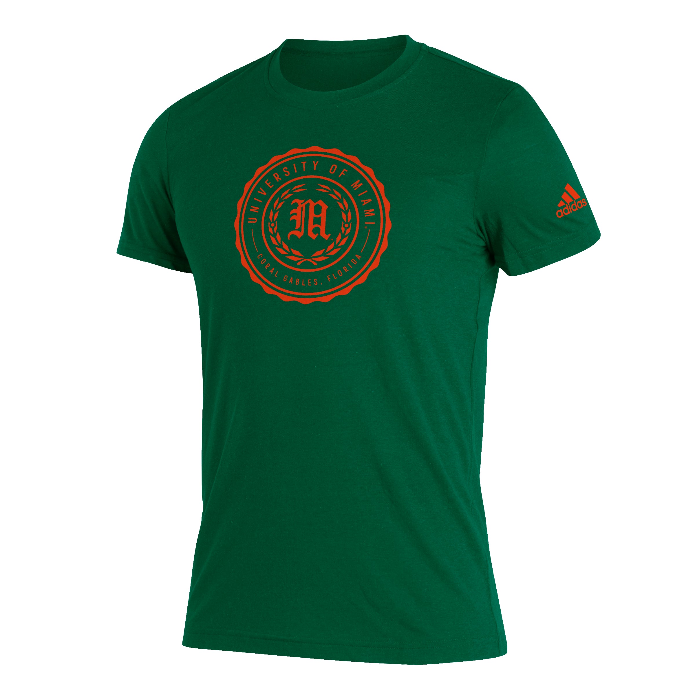 Miami Hurricanes adidas Old English M Crest Tri-Blend T-Shirt - Green