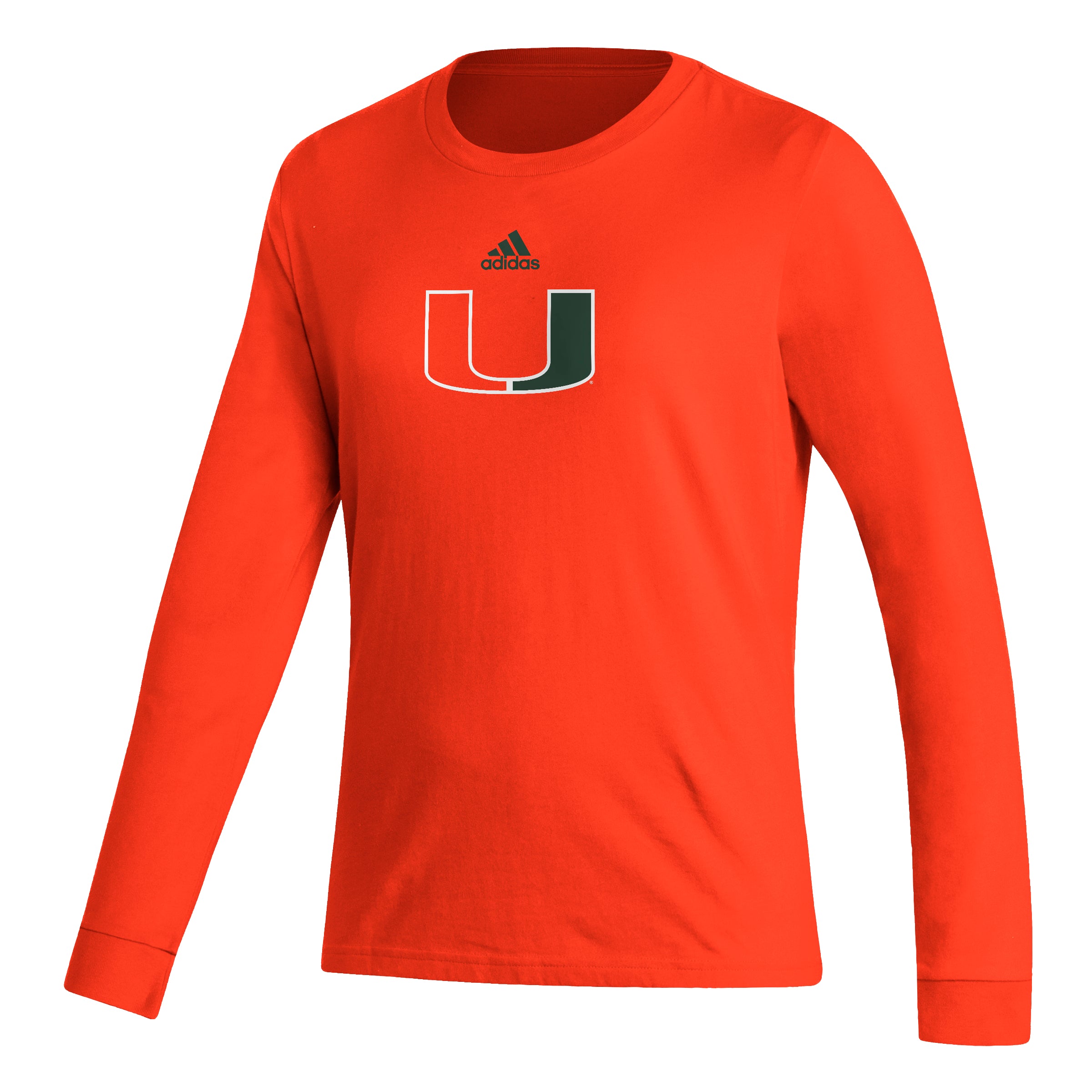 Miami Hurricanes Women's adidas Locker Logo L/S Fresh T-Shirt - Orange