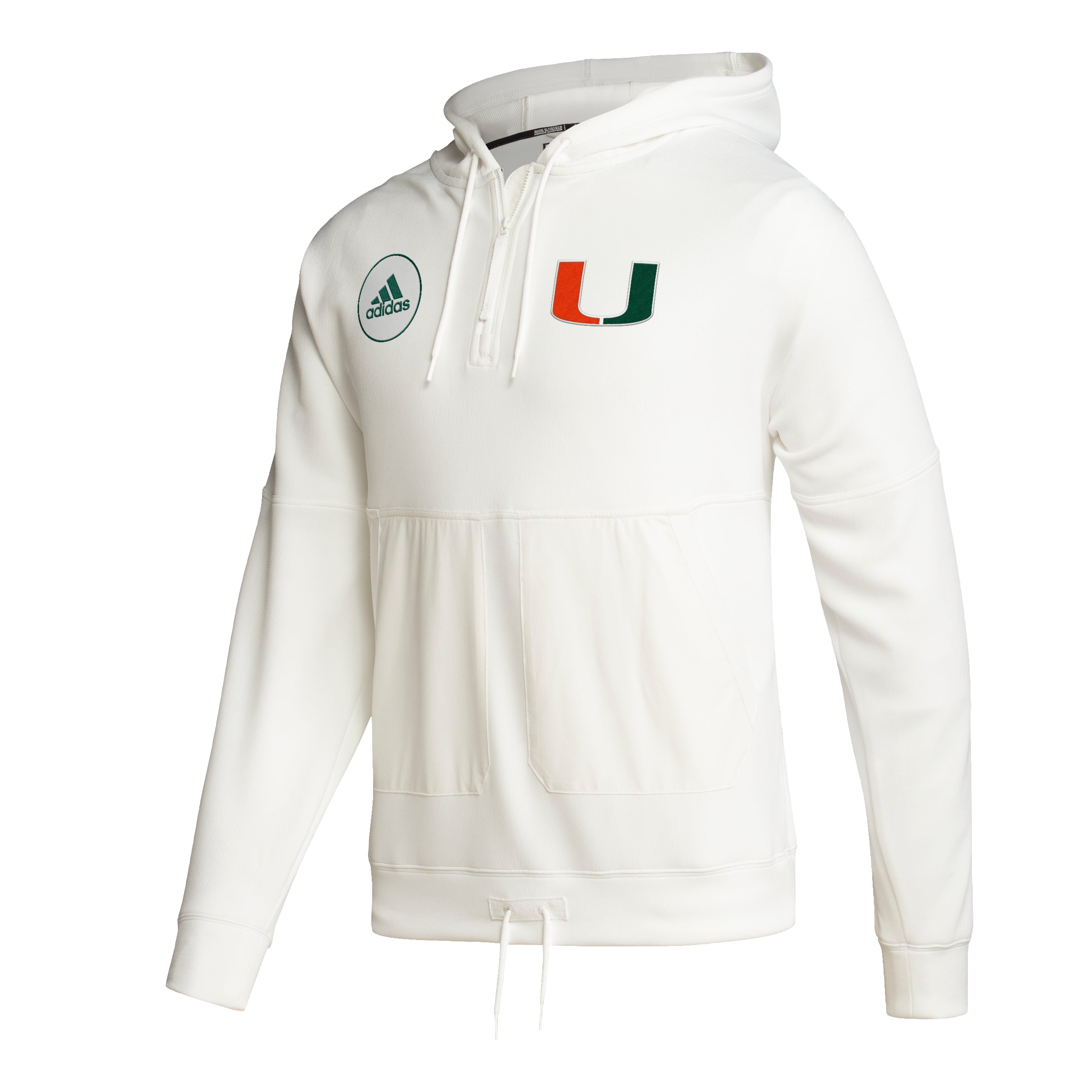 Miami Hurricanes adidas Zero Dye 1/4 Zip Hoodie - White Cream