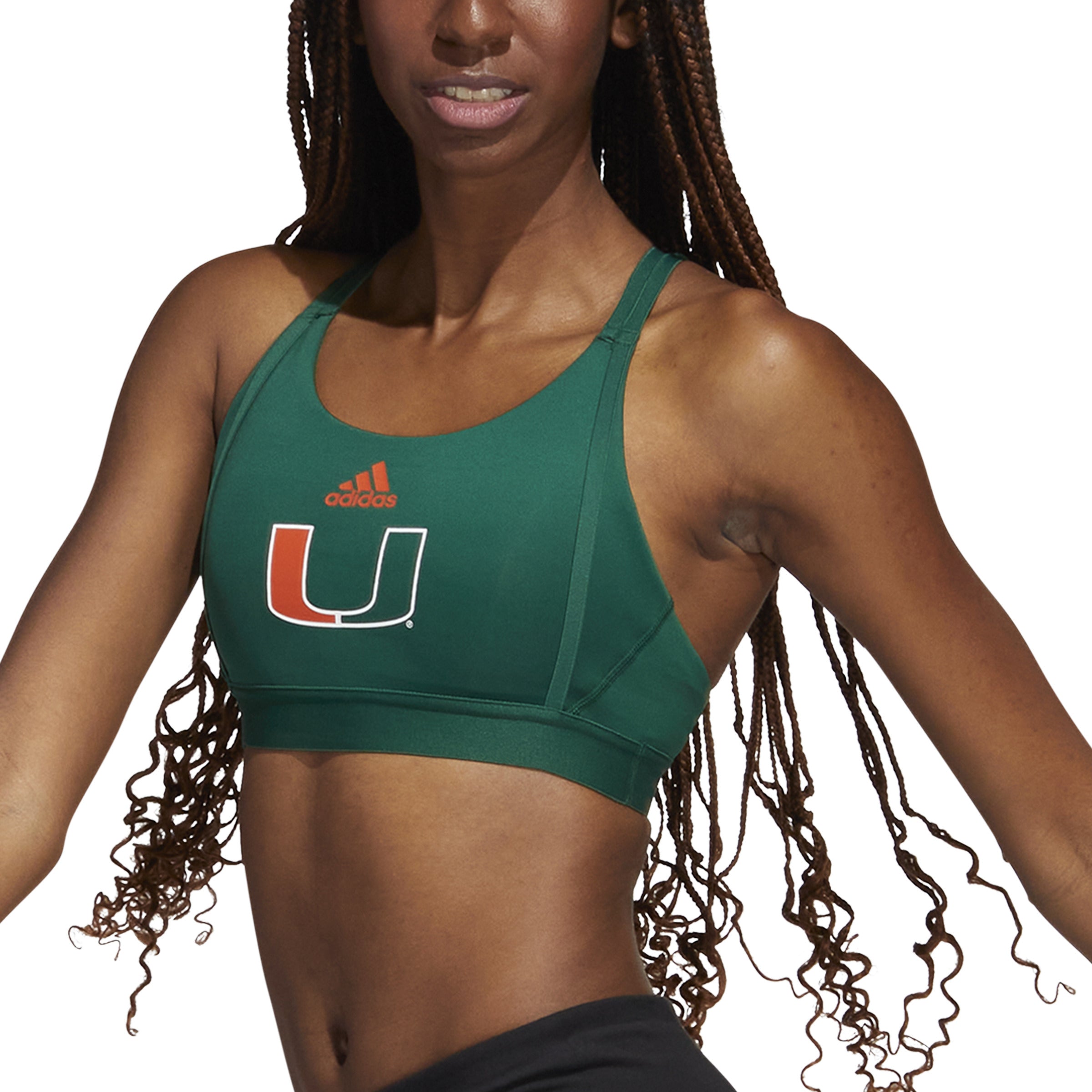 Miami Hurricanes adidas Women's Storm Ultra Sports Bra - Green