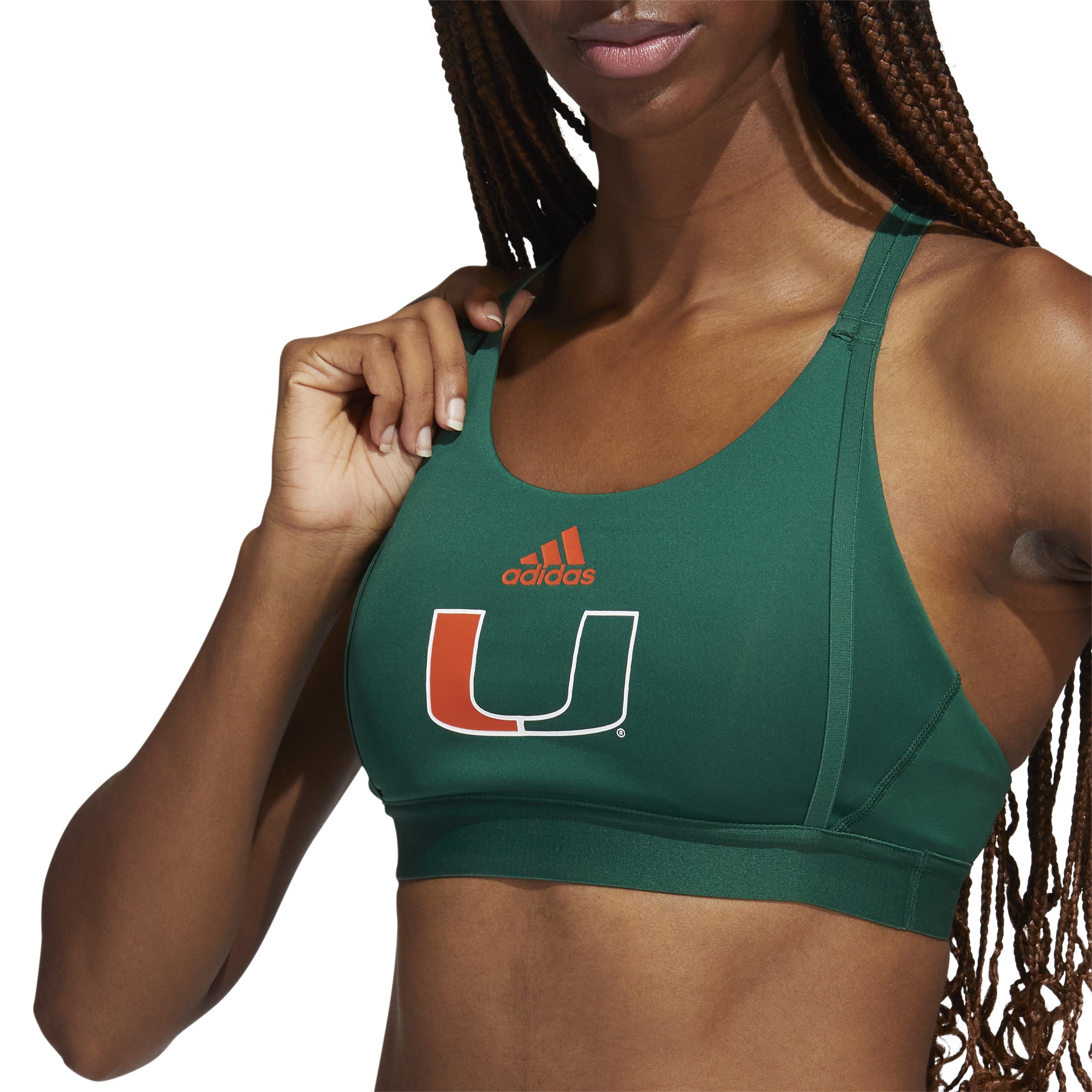 Miami Hurricanes adidas Women's Storm Ultra Sports Bra - Green