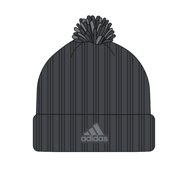 Miami Hurricanes adidas Ribbed Cuffed Pom Beanie - Charcoal