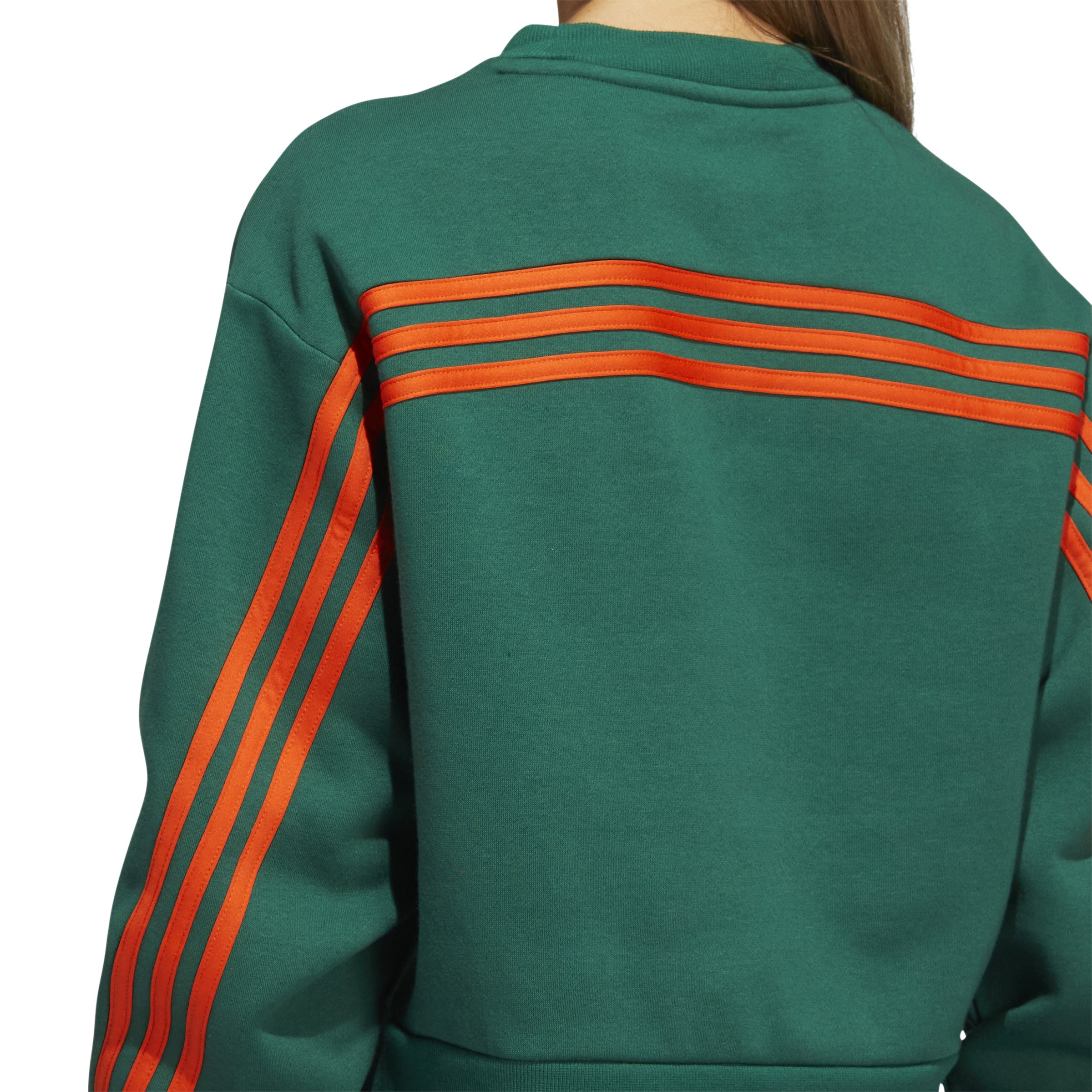 Miami Hurricanes adidas Women's Crew Crop Sweater - Green