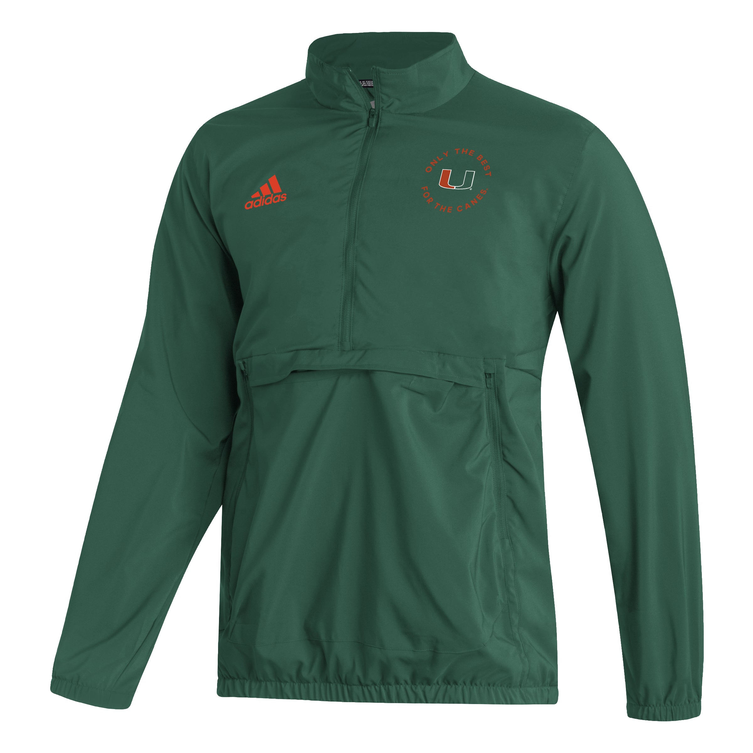 Miami Hurricanes adidas Only the Best 1/2 Zip Pullover Jacket - Green