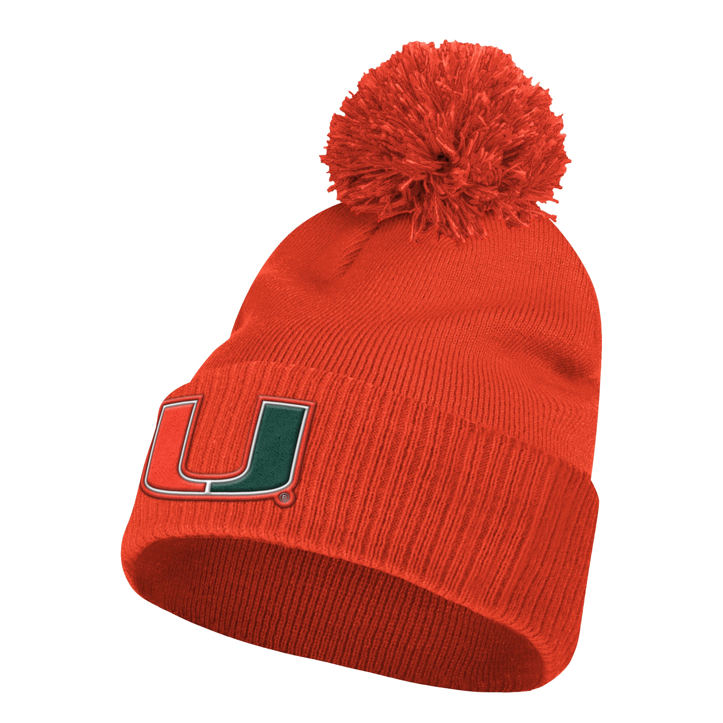 Miami Hurricanes adidas Sideline Cuffed Pom Pom Knit Beanie - Orange