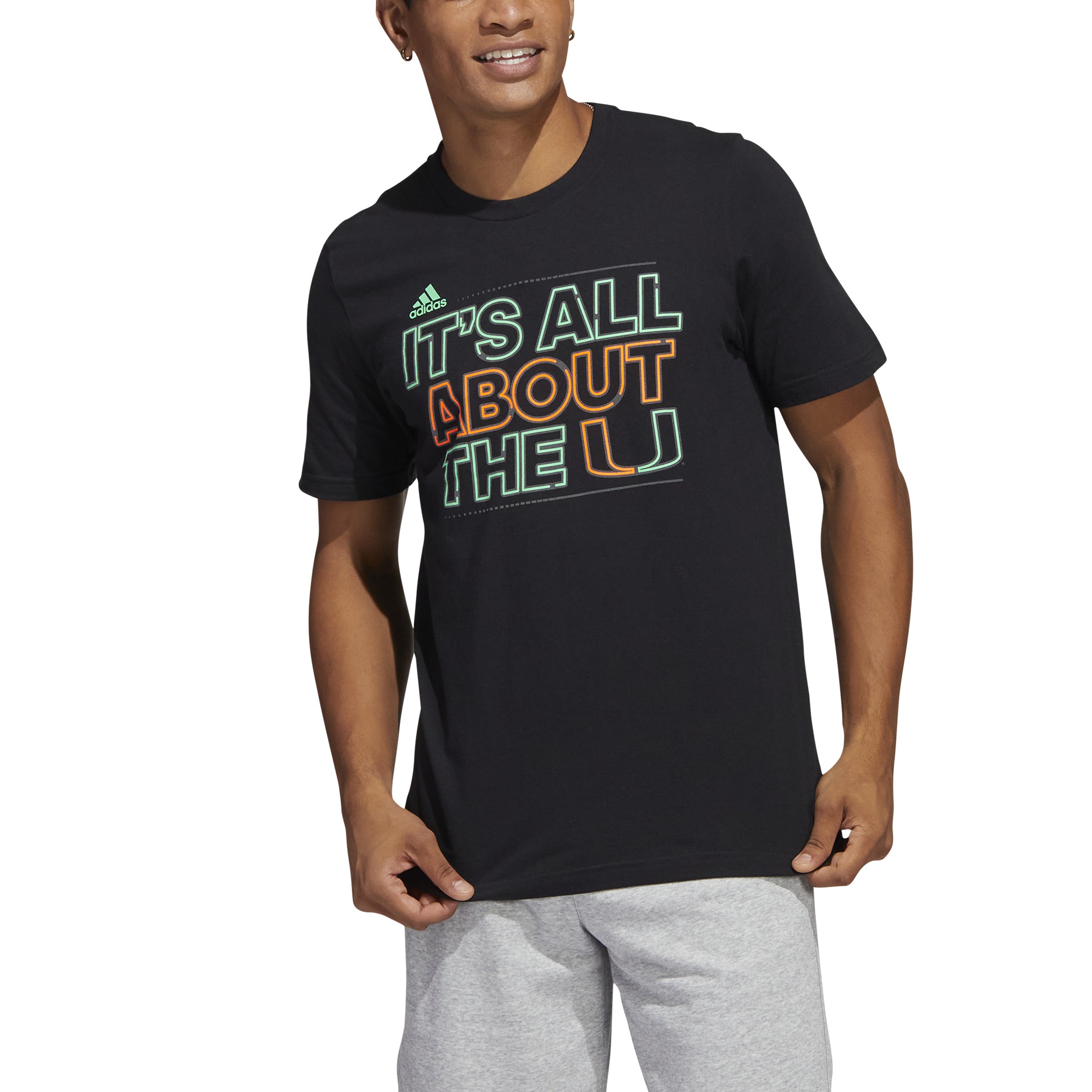 Miami Hurricanes 2022 adidas Miami Nights Locker Slogan Fresh T-Shirt - Black