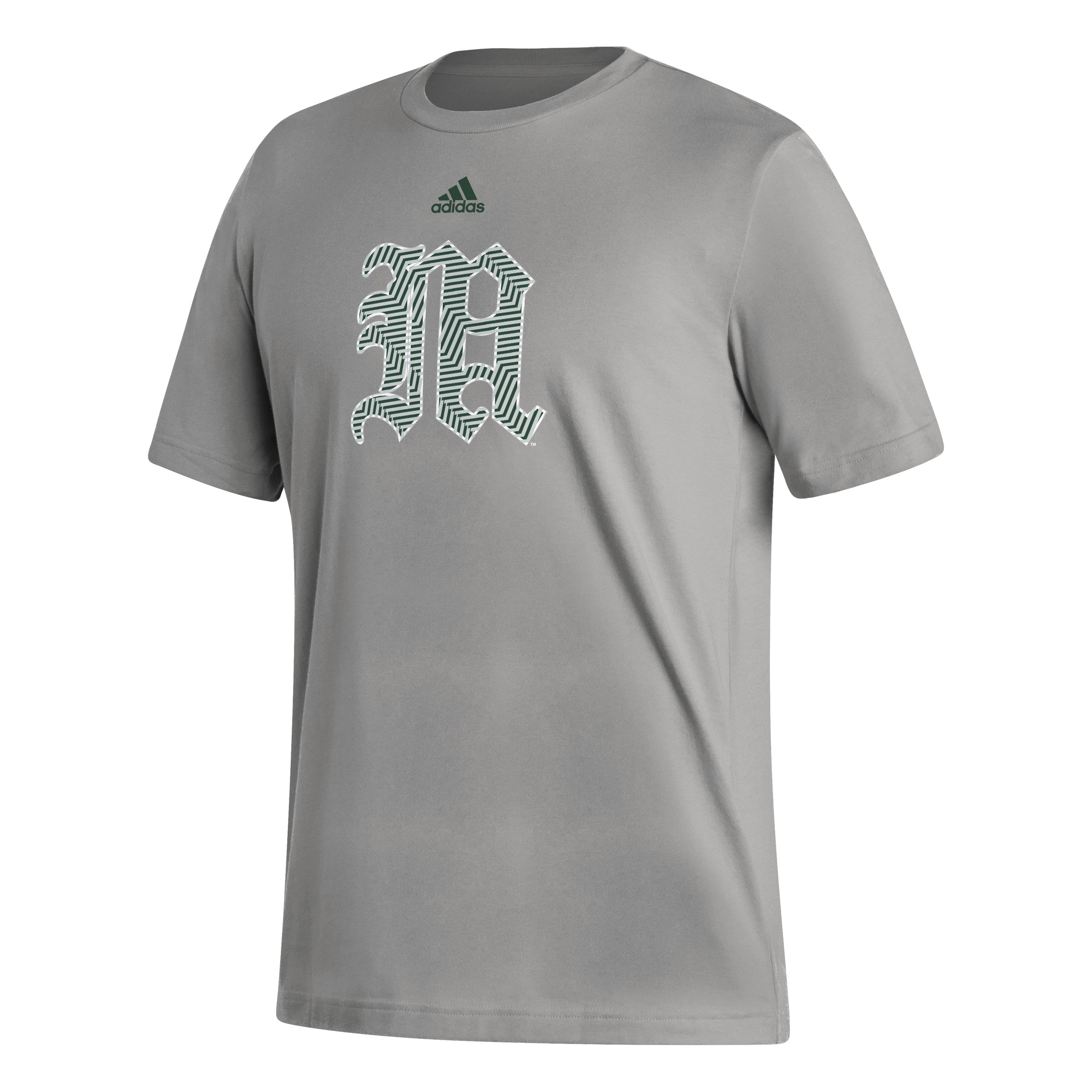 Miami Hurricanes adidas Green Old English M Fresh T-Shirt - Grey