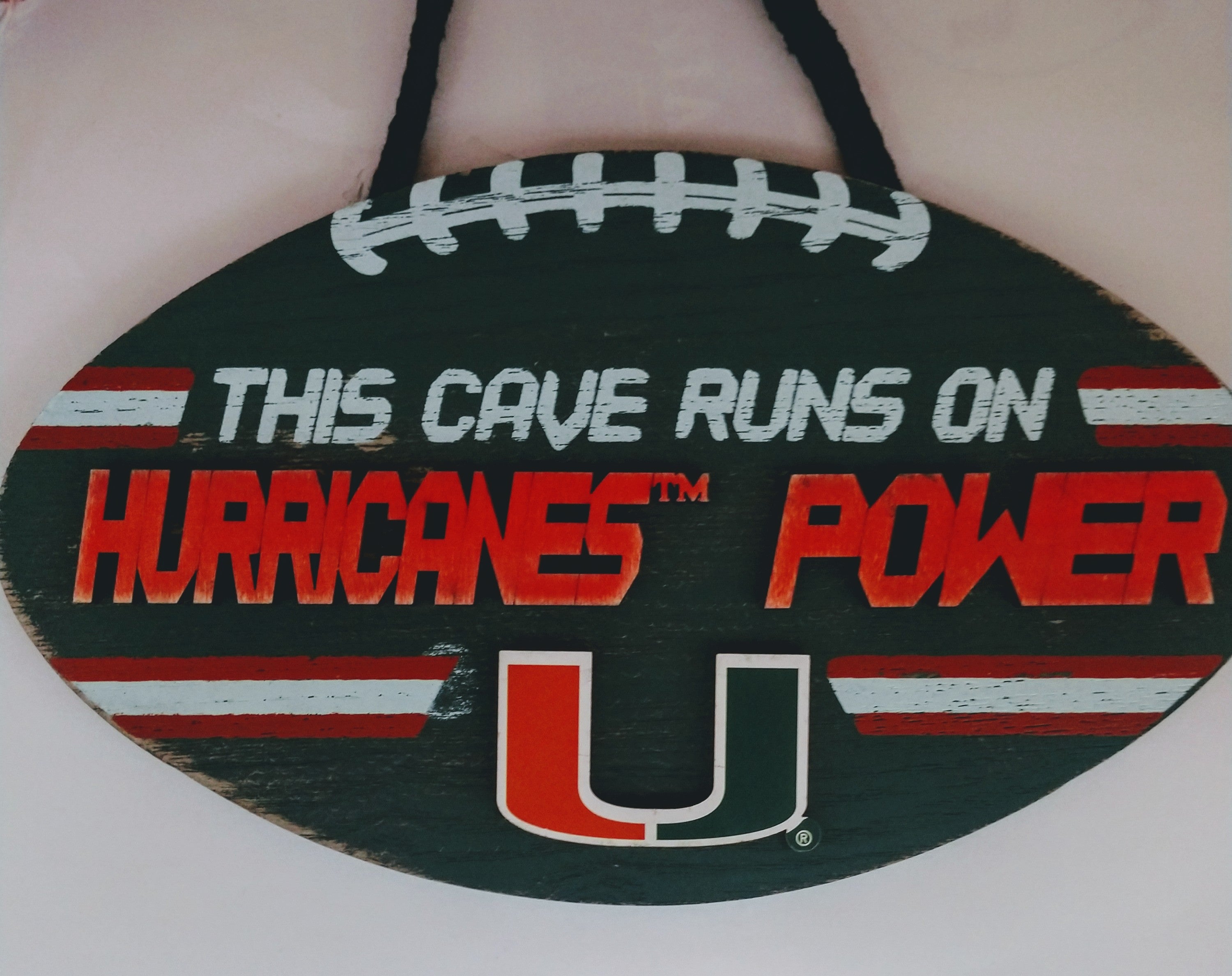 Miami Hurricanes Power- Man Cave Wooden Sign