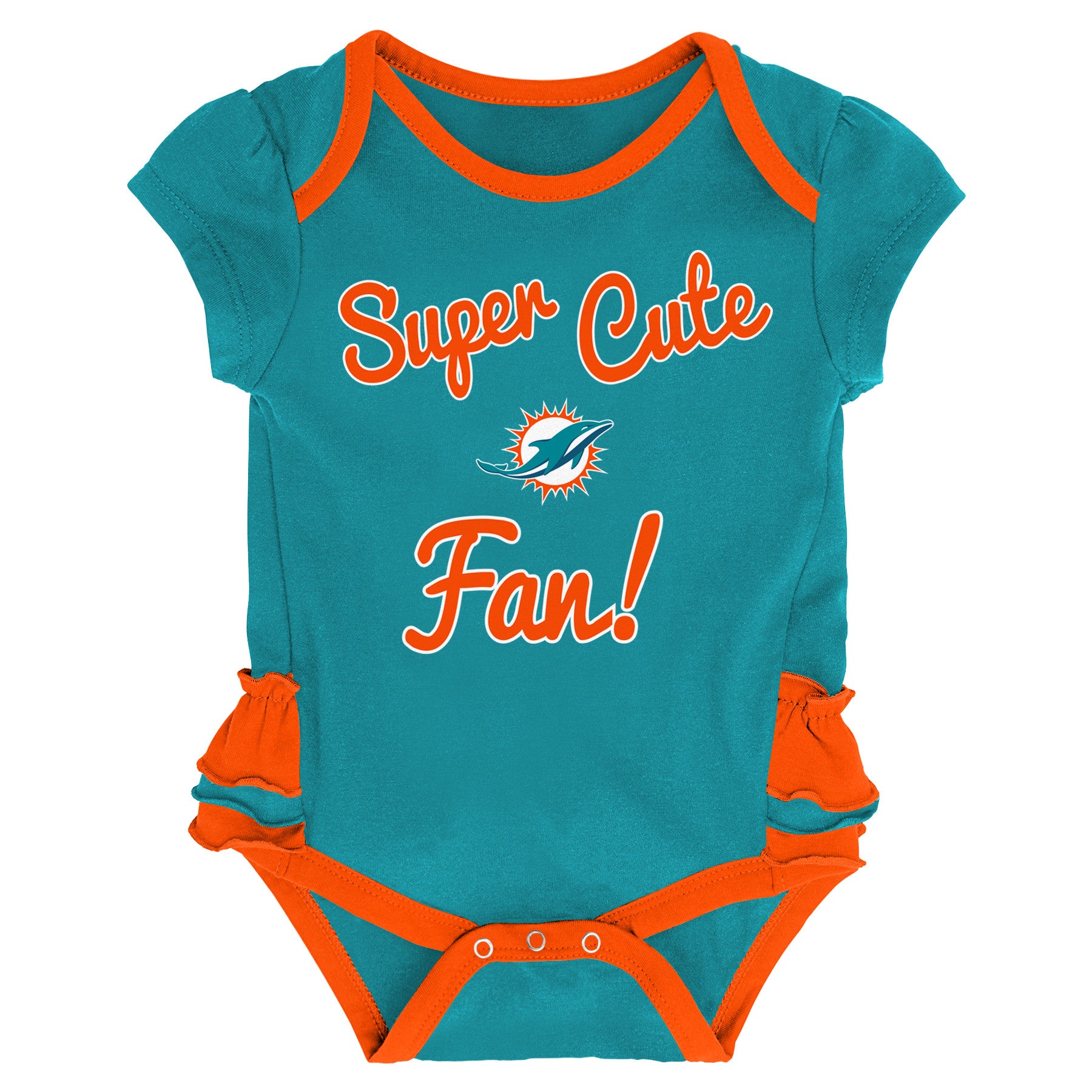 Miami Dolphins Super Cute Fan 3 Piece Creeper Set with Bib and Booties