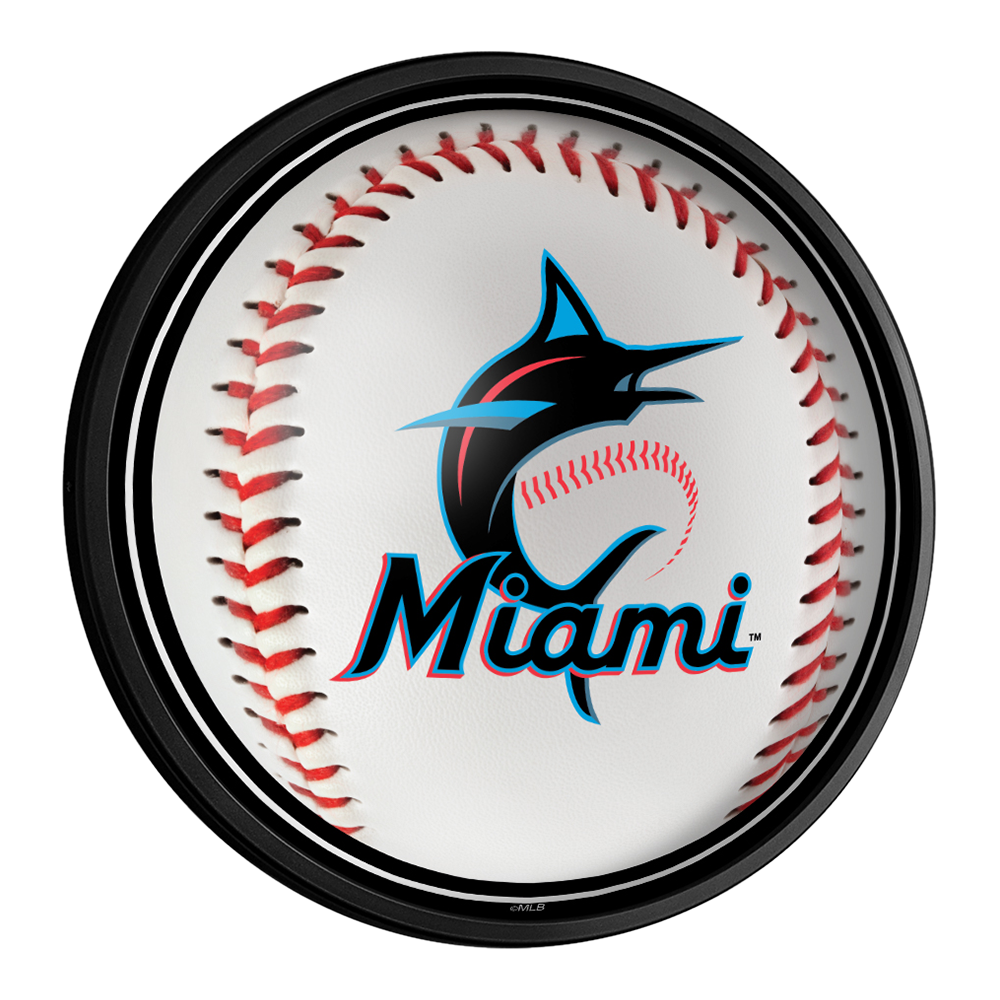 Miami Marlins: Baseball - Round Slimline Lighted Wall Sign