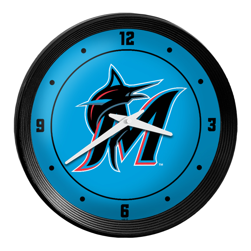 Miami Marlins: Logo - Ribbed Frame Wall Clock