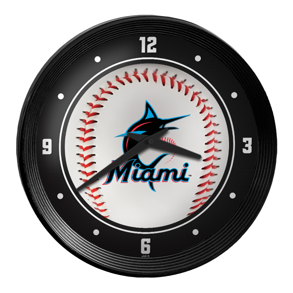 Miami Marlins: Baseball - Ribbed Frame Wall Clock