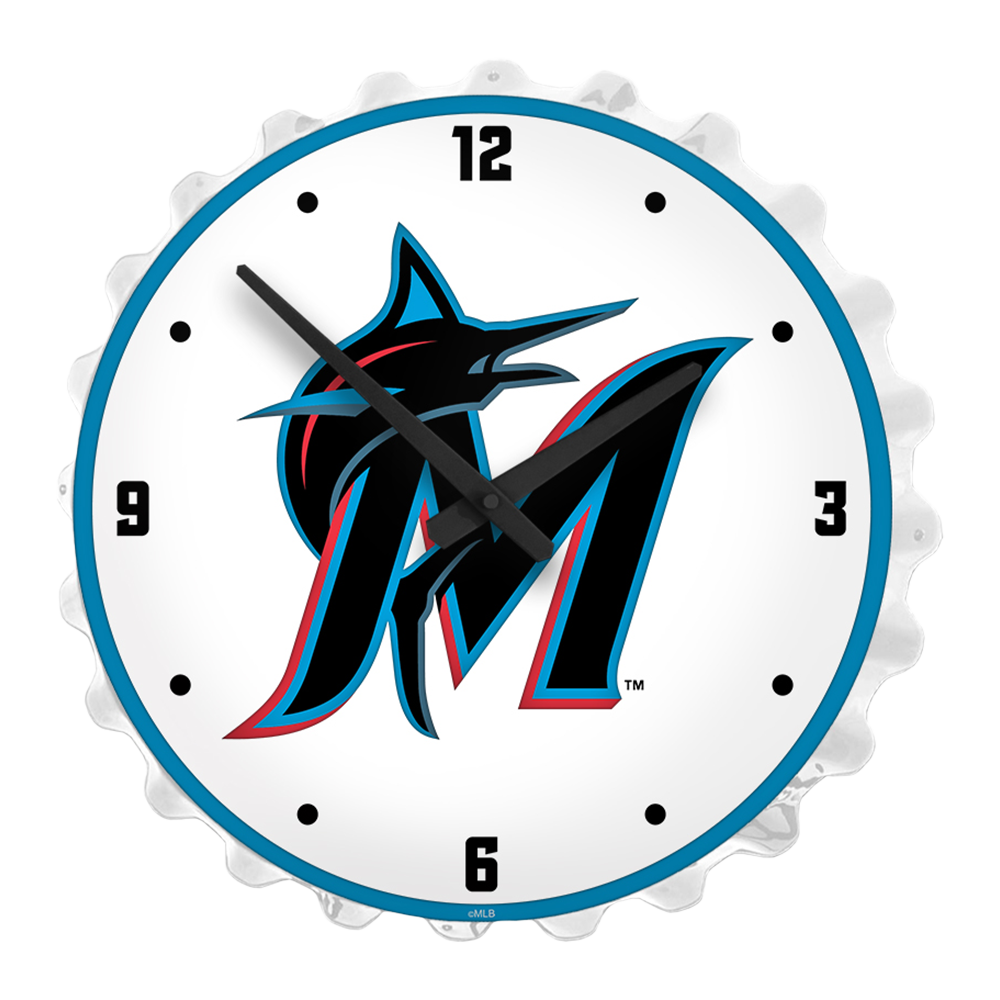Miami Marlins: Bottle Cap Lighted Wall Clock