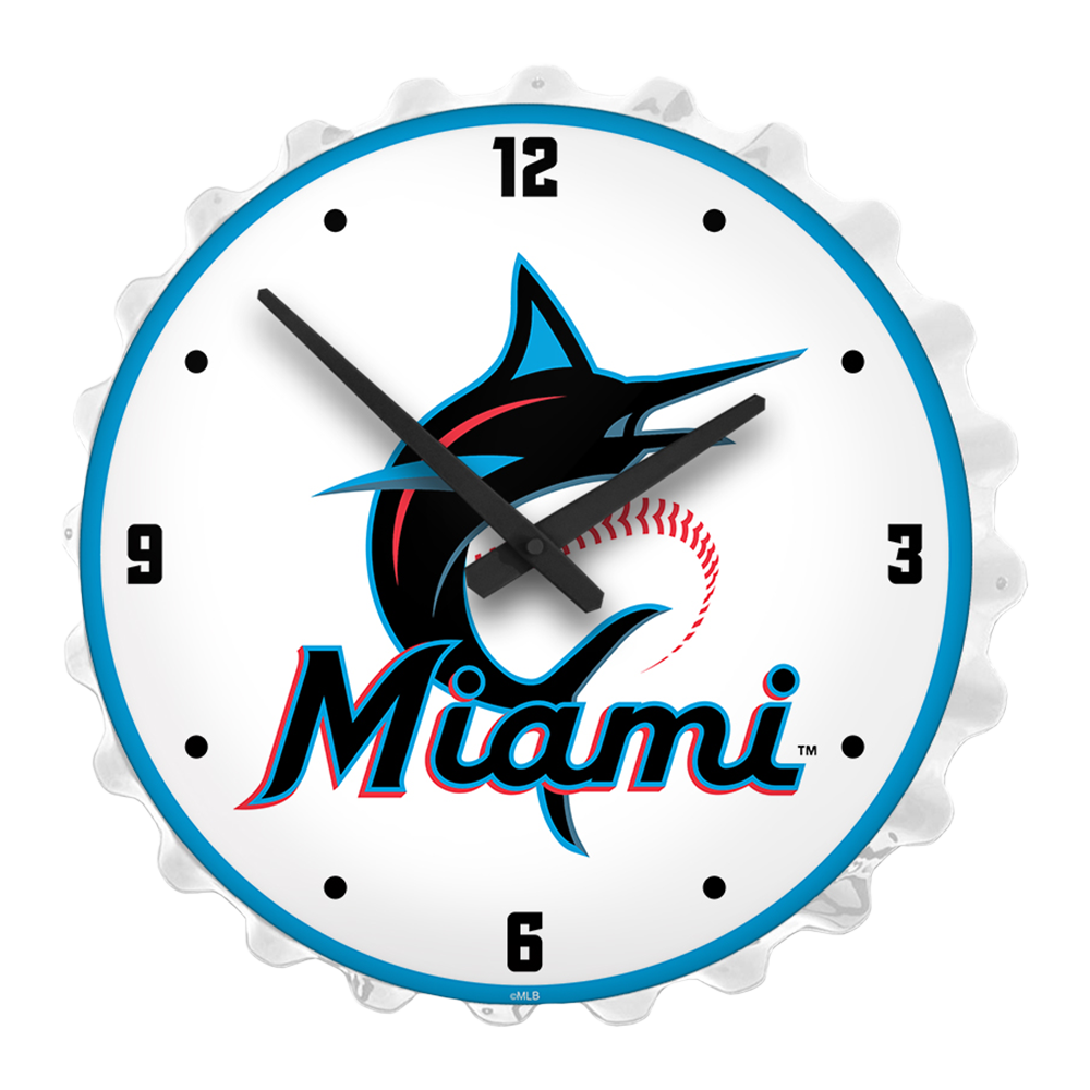 Miami Marlins: Logo - Bottle Cap Lighted Wall Clock
