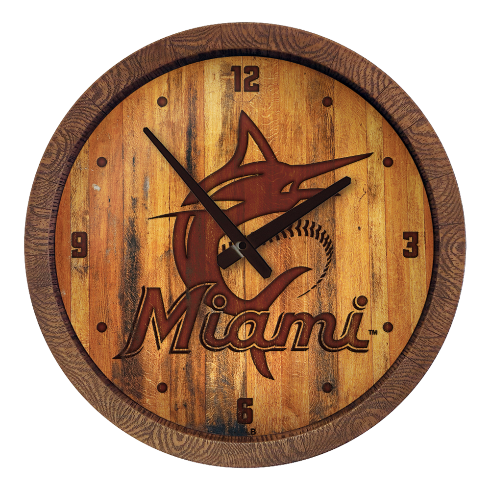 Miami Marlins: Branded "Faux" Barrel Top Clock