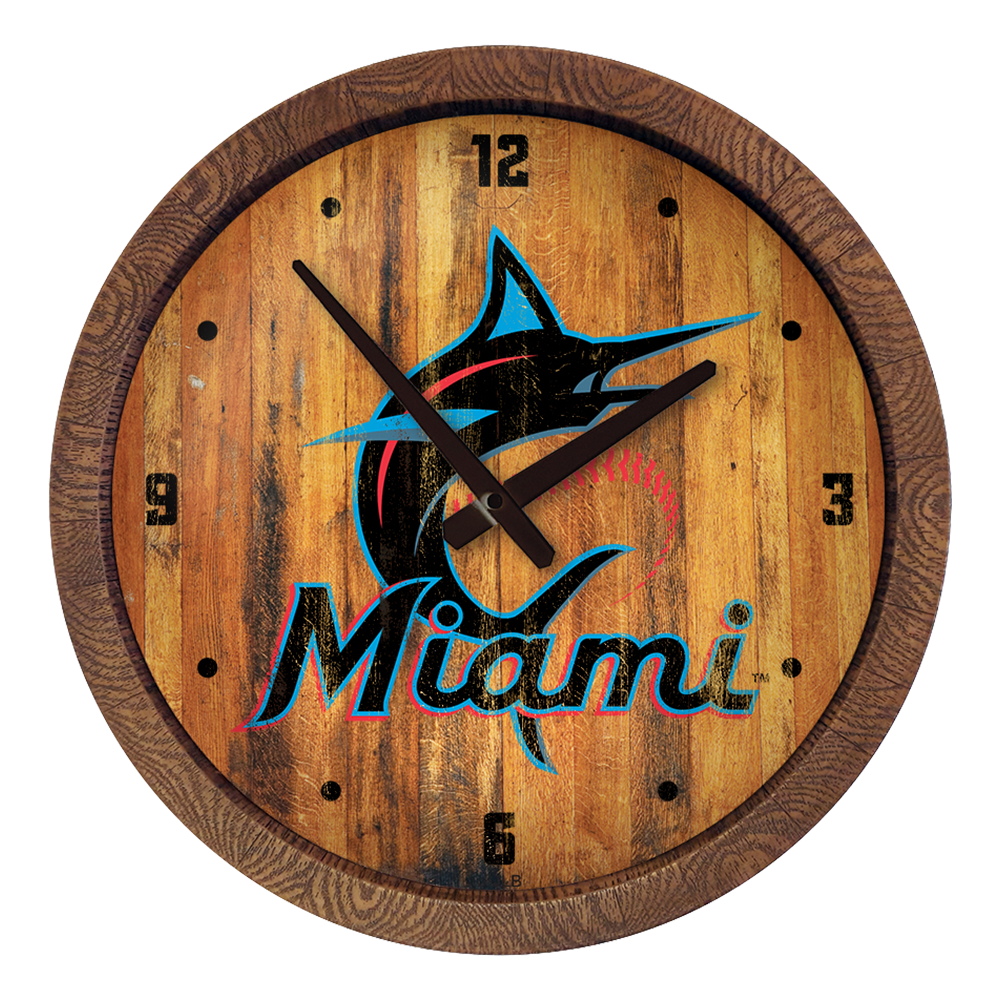 Miami Marlins: Weathered "Faux" Barrel Top Clock