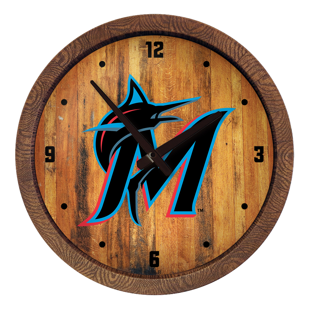 Miami Marlins: Logo - "Faux" Barrel Top Clock