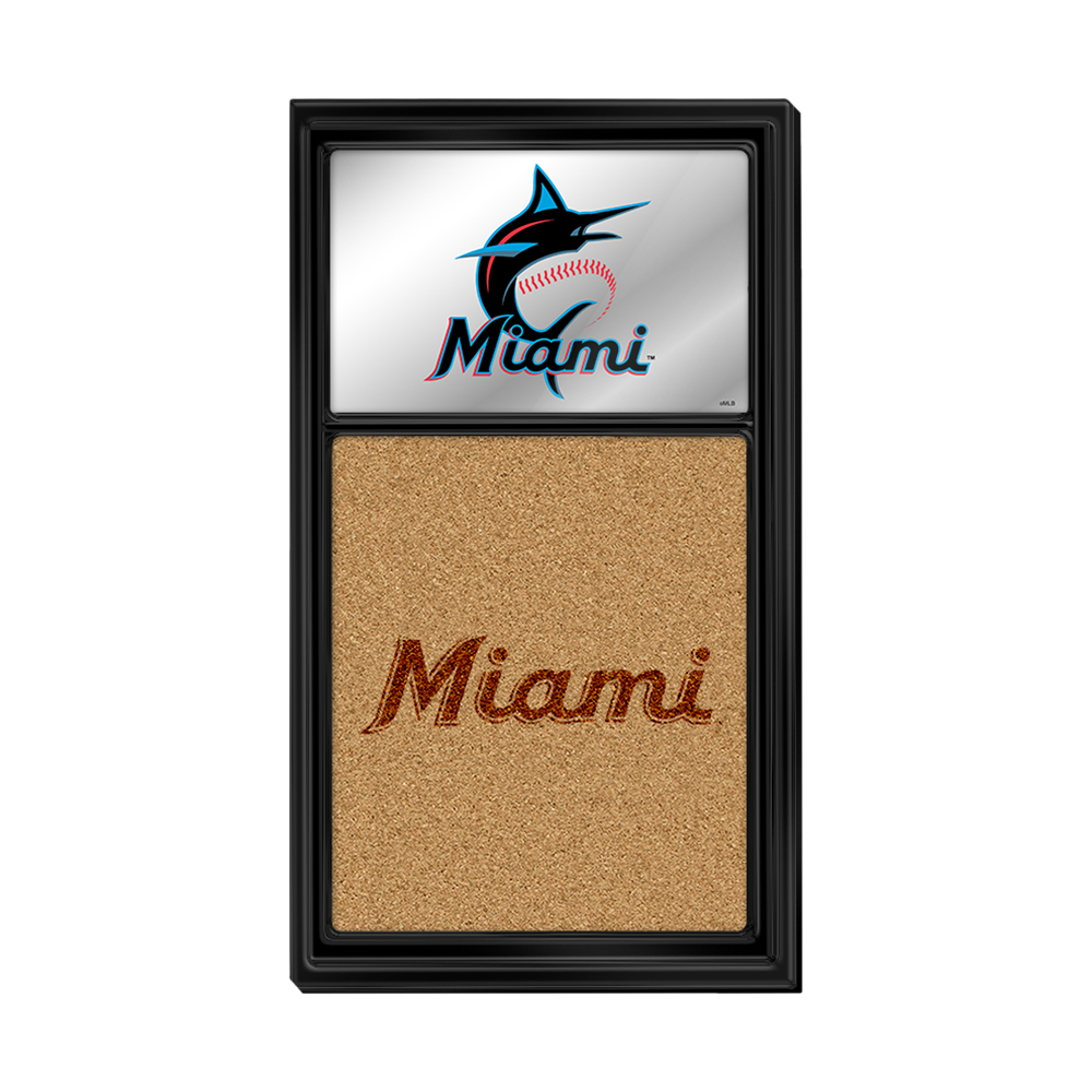 Miami Marlins: Dual Logo - Mirrored Cork Note Board