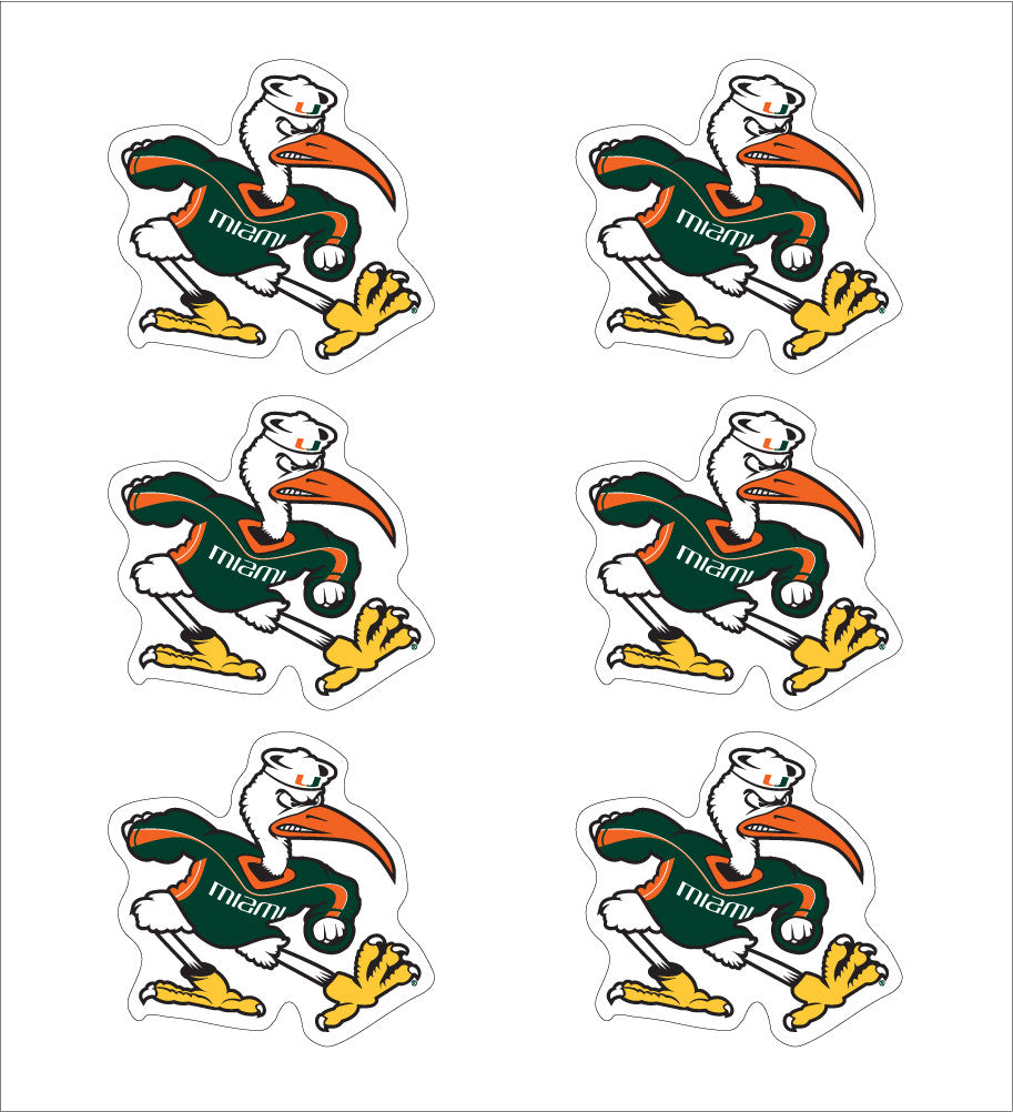 Miami Hurricanes 1" Ibis Decals (6-pack) - CanesWear at Miami FanWear Decals & Stickers SDS Design Associates CanesWear at Miami FanWear