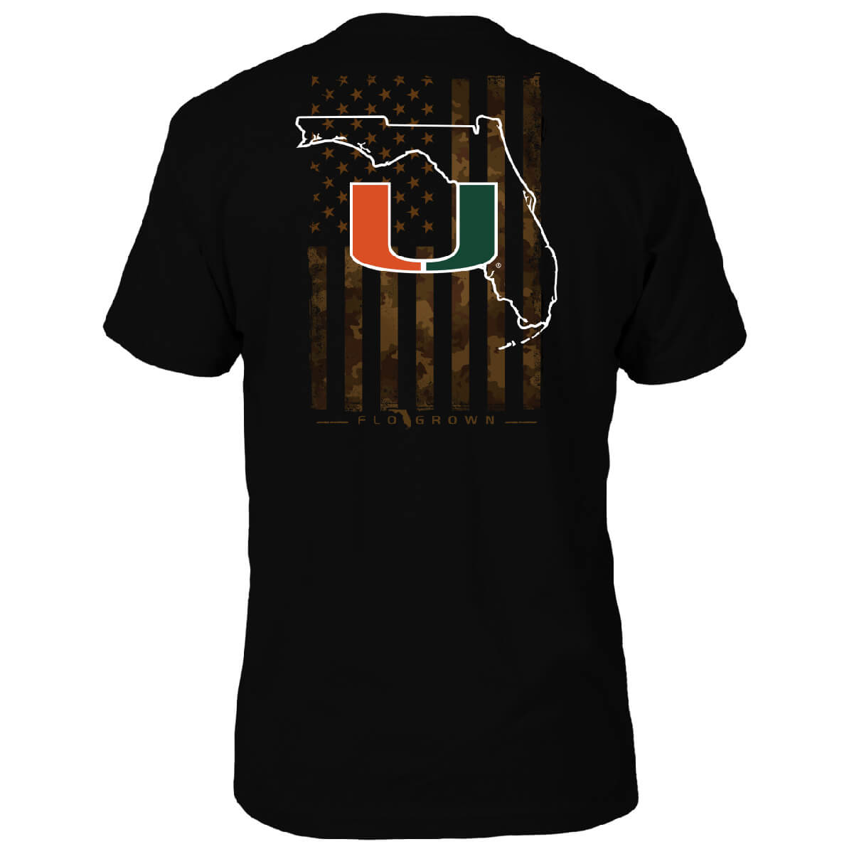 Miami Hurricanes FLOGROWN US Camo Flag T-Shirt - Black