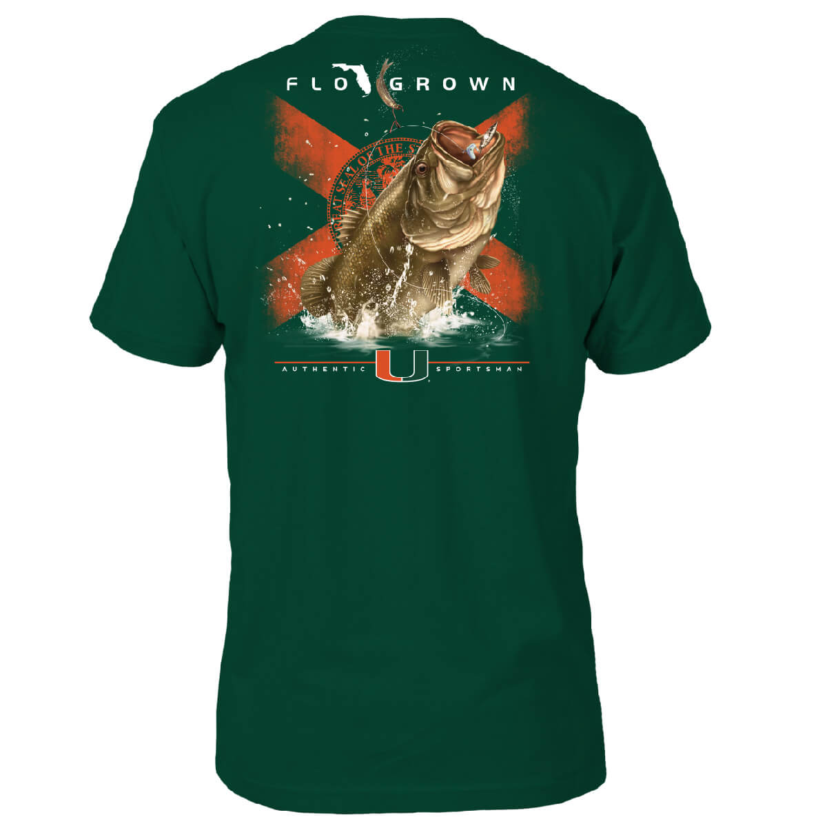 Miami Hurricanes FLOGROWN Hookin' Bass T-Shirt - Green