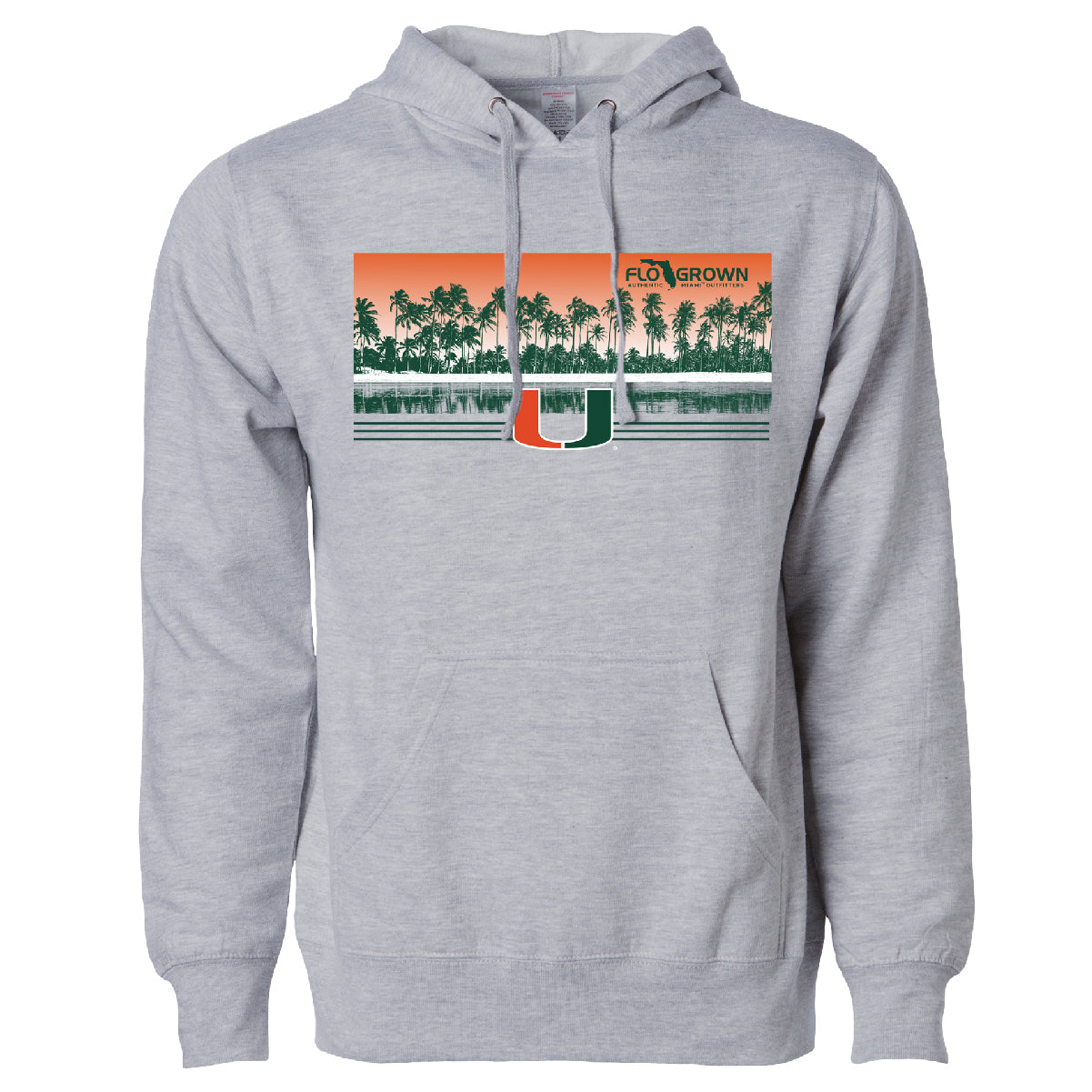 Miami Hurricanes FloGrown Palm Row Fleece Hoodie - Grey