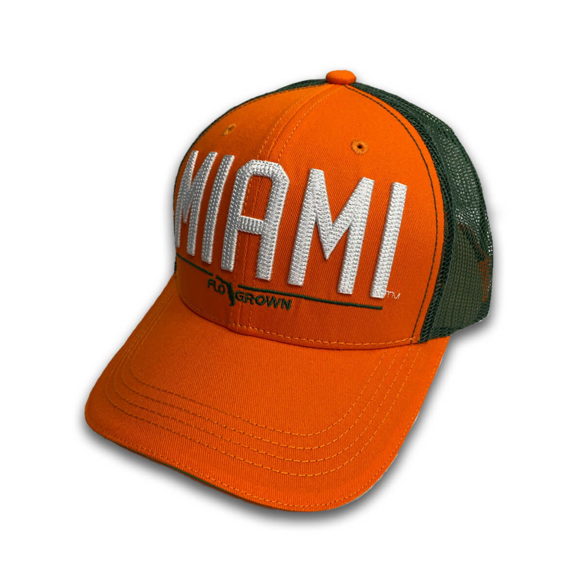Miami Hurricanes FLOGROWN Bold Print Adjustable Trucker Hat - Orange/Green