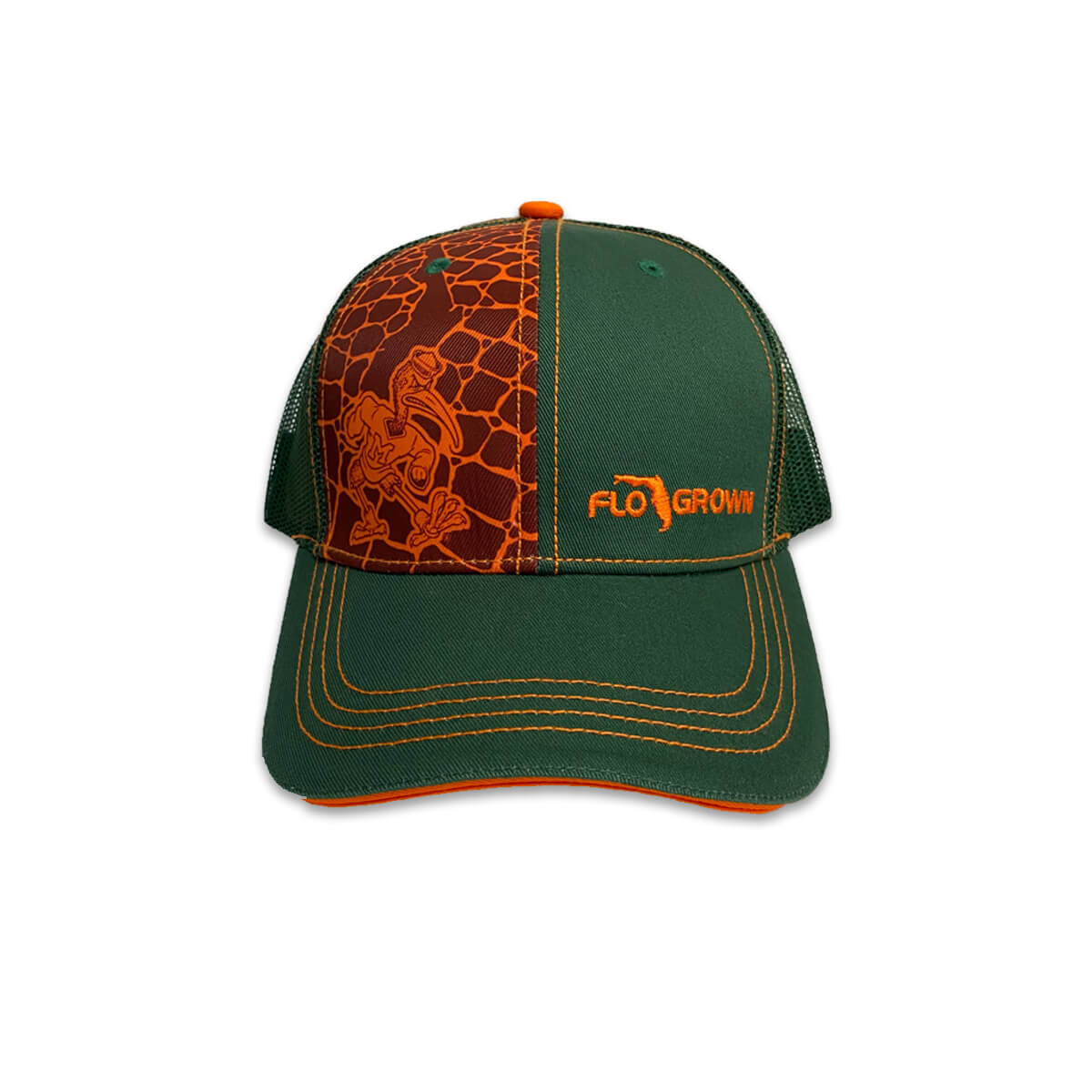 Miami Hurricanes FLOGROWN Mascot Scales Adjustable Trucker Hat - Green