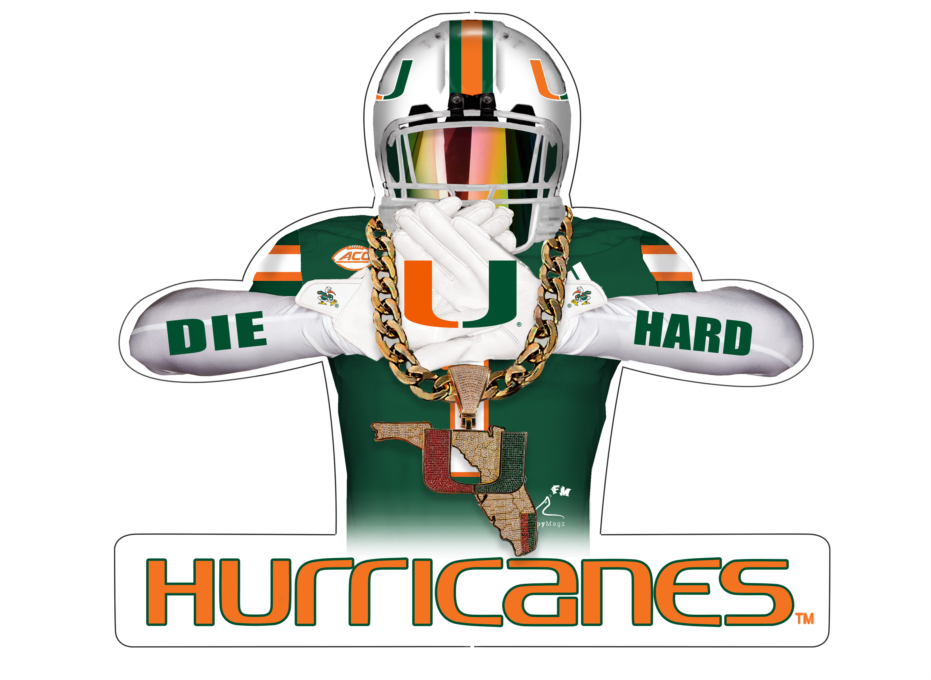 Miami Hurricanes Flippy Magz Player 4.0 Turnover Chain Reversible Magnet