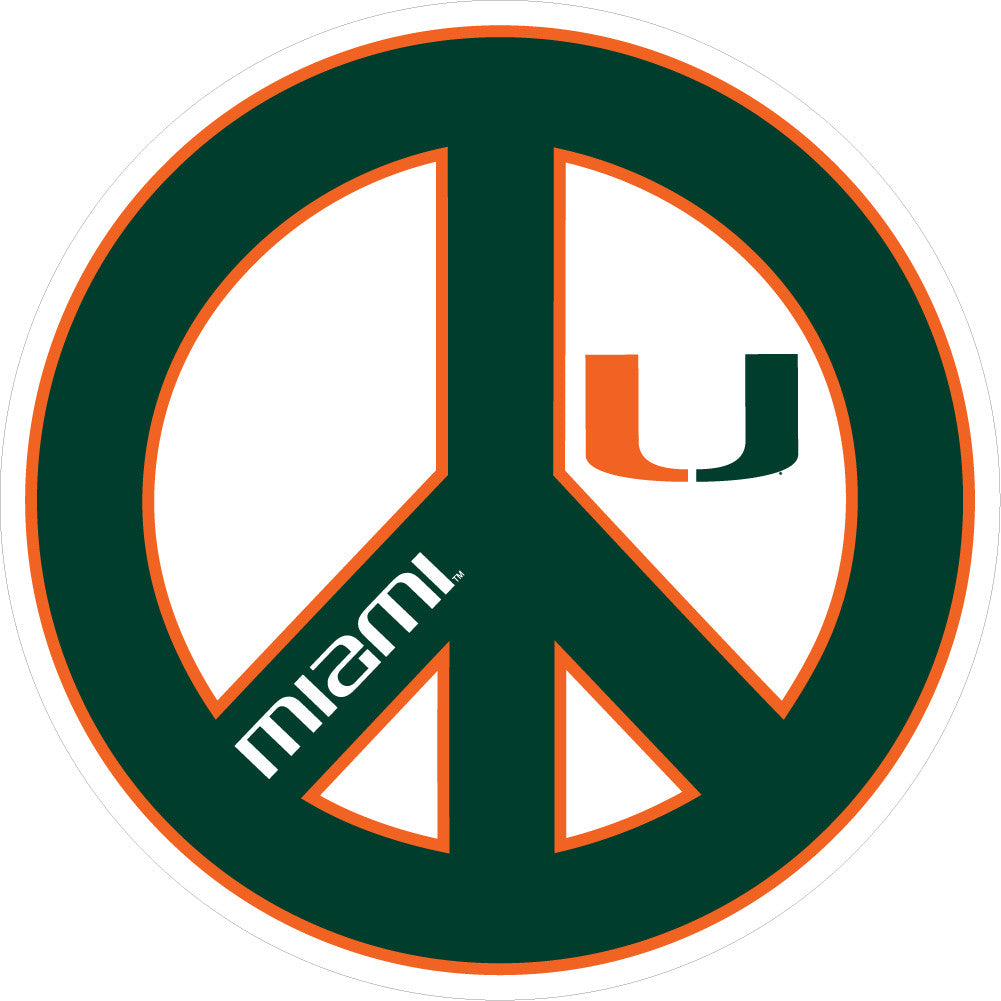 Miami Hurricanes 3" Peace Decal - CanesWear at Miami FanWear Decals & Stickers SDS Design Associates CanesWear at Miami FanWear