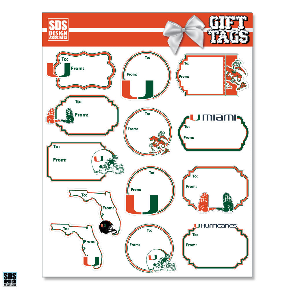 Miami Hurricanes Everyday Gift Tags - 13 pk.