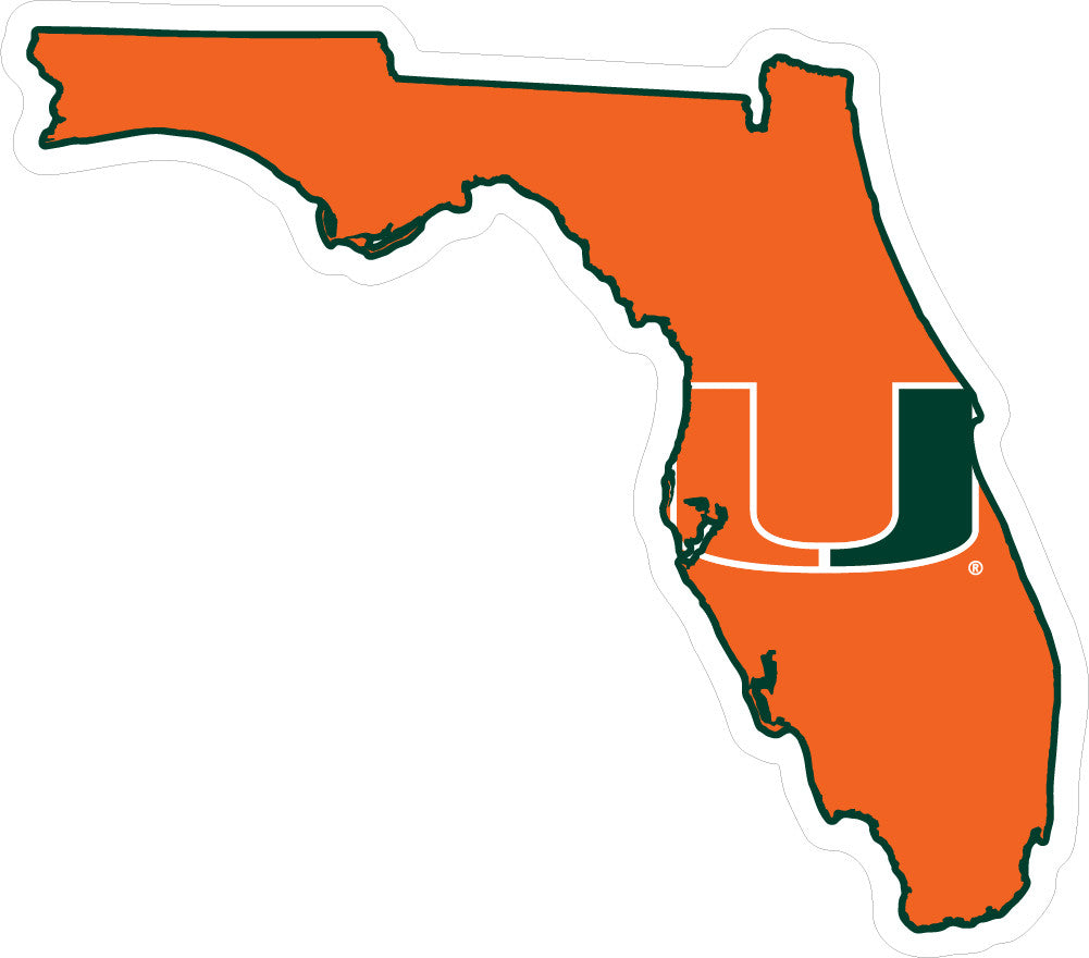 Miami Hurricanes Magnet State of Florida with U - CanesWear at Miami FanWear Decals & Stickers SDS Design Associates CanesWear at Miami FanWear