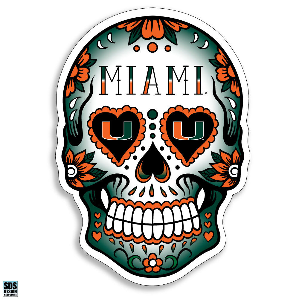 Miami Hurricanes 2" Sugar Skull Dizzler Decal - CanesWear at Miami FanWear Decals & Stickers SDS Design Associates CanesWear at Miami FanWear