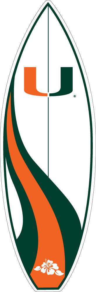 Miami Hurricanes 2" Surfboard Dizzler - CanesWear at Miami FanWear Decals SDS Designs CanesWear at Miami FanWear