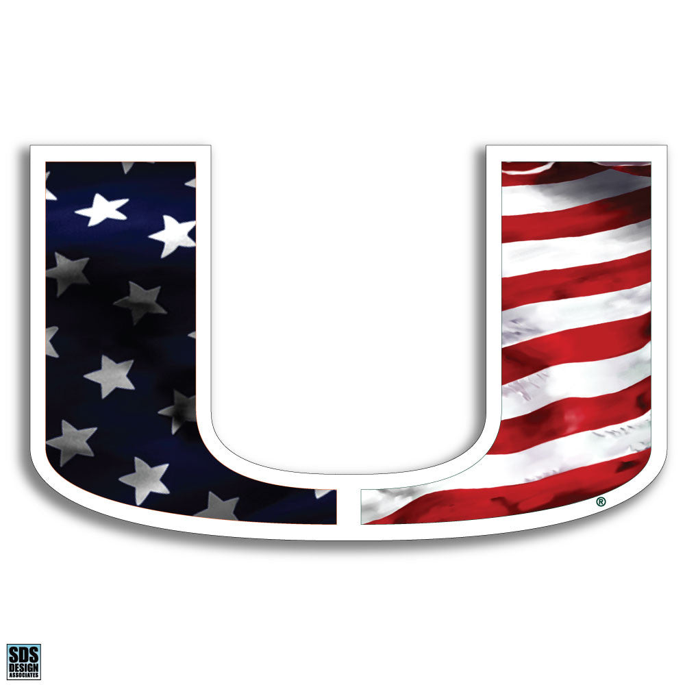 Miami Hurricanes USA Flag Decal - CanesWear at Miami FanWear Decals & Stickers SDS Design Associates CanesWear at Miami FanWear