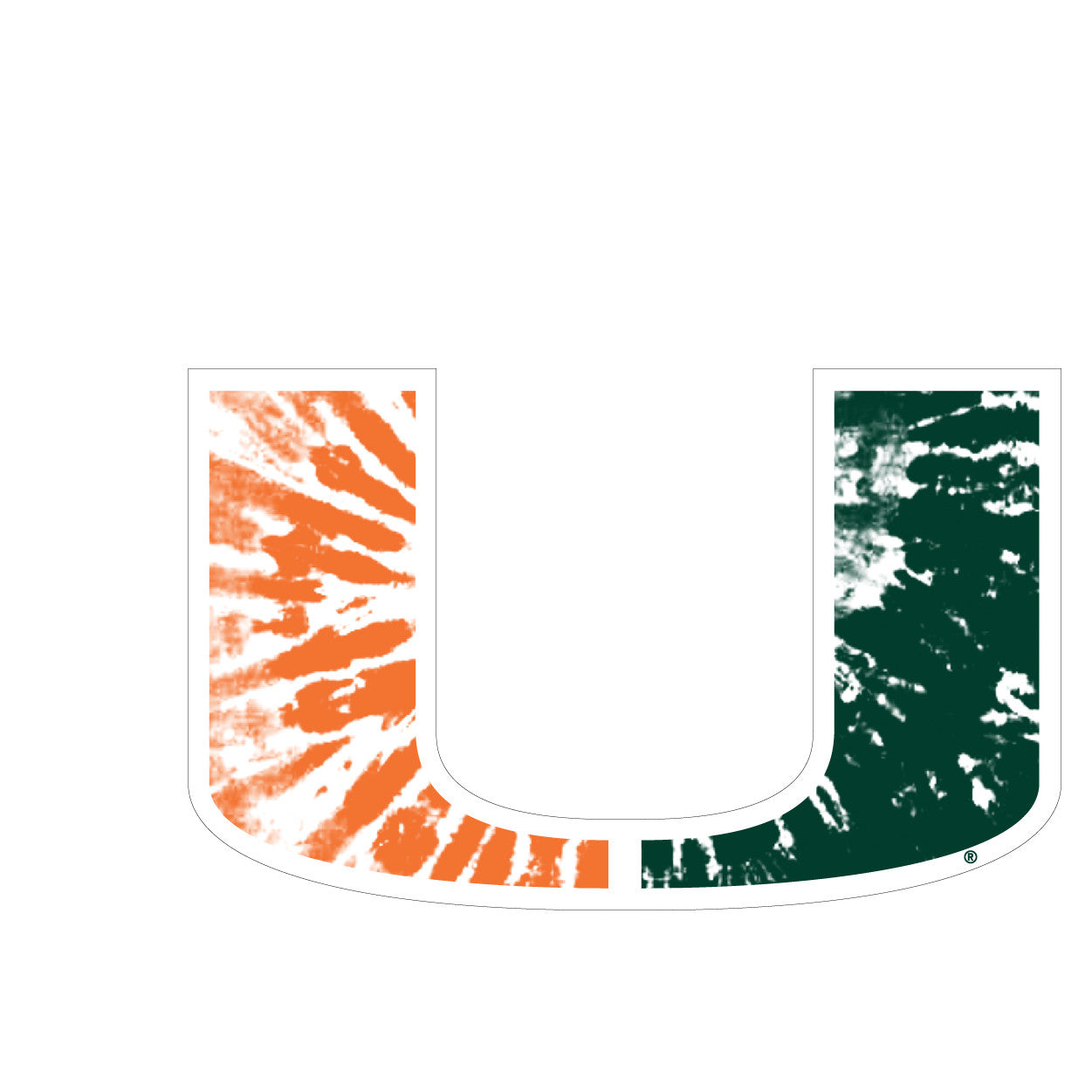 Miami Hurricanes Tie Dye U Logo Decal - CanesWear at Miami FanWear Decals & Stickers SDS Design Associates CanesWear at Miami FanWear